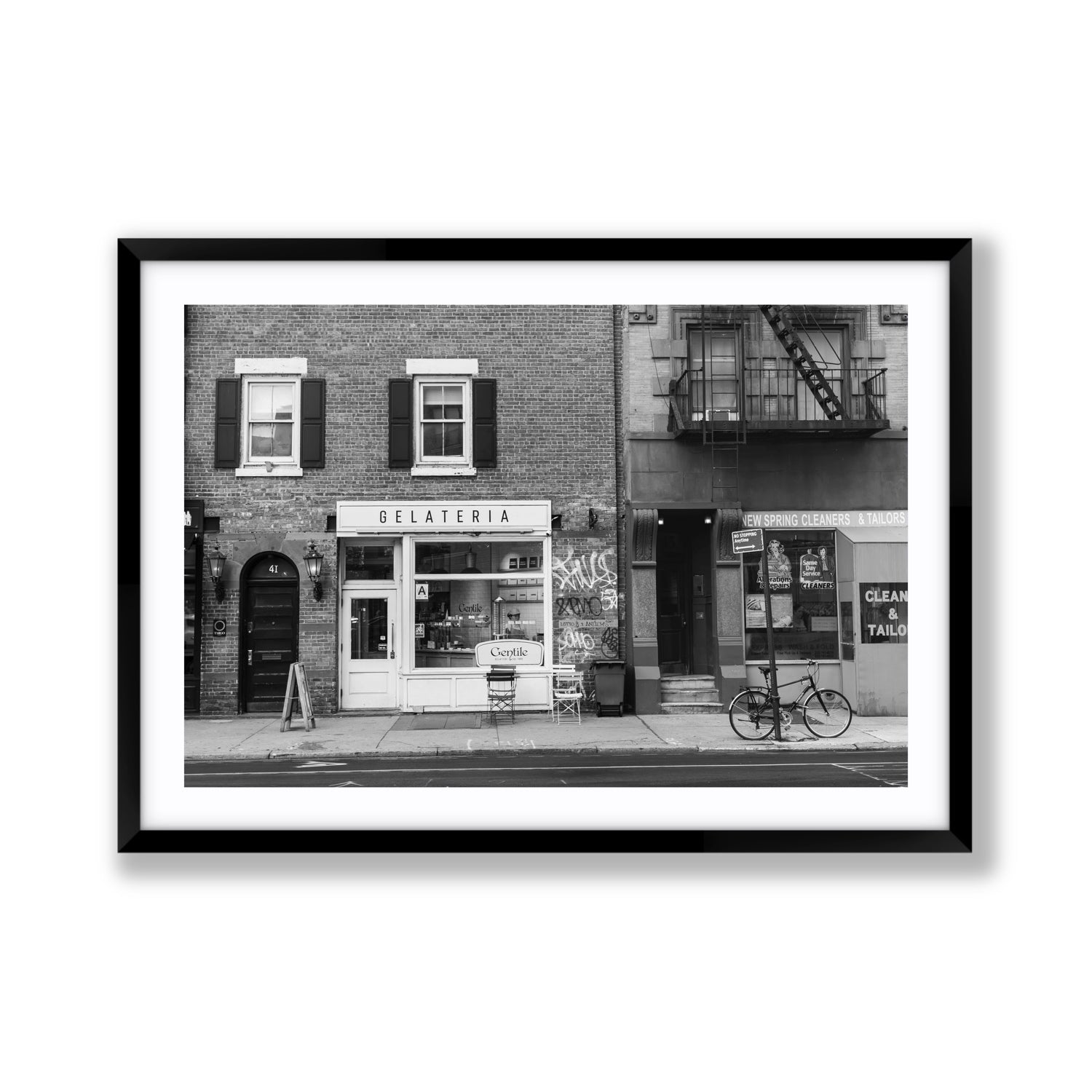 West Village Dolcezza New York NYC Black & White wall art Giant fine art print in black frame with matboard