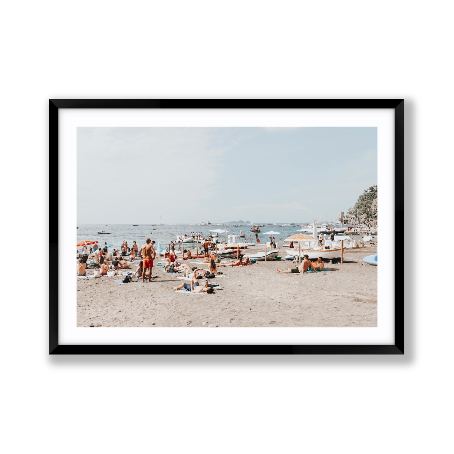 Beachy Vibes fine art print, Positano, Italy, Giant, Black Frame · Matboard, Fine Art Print