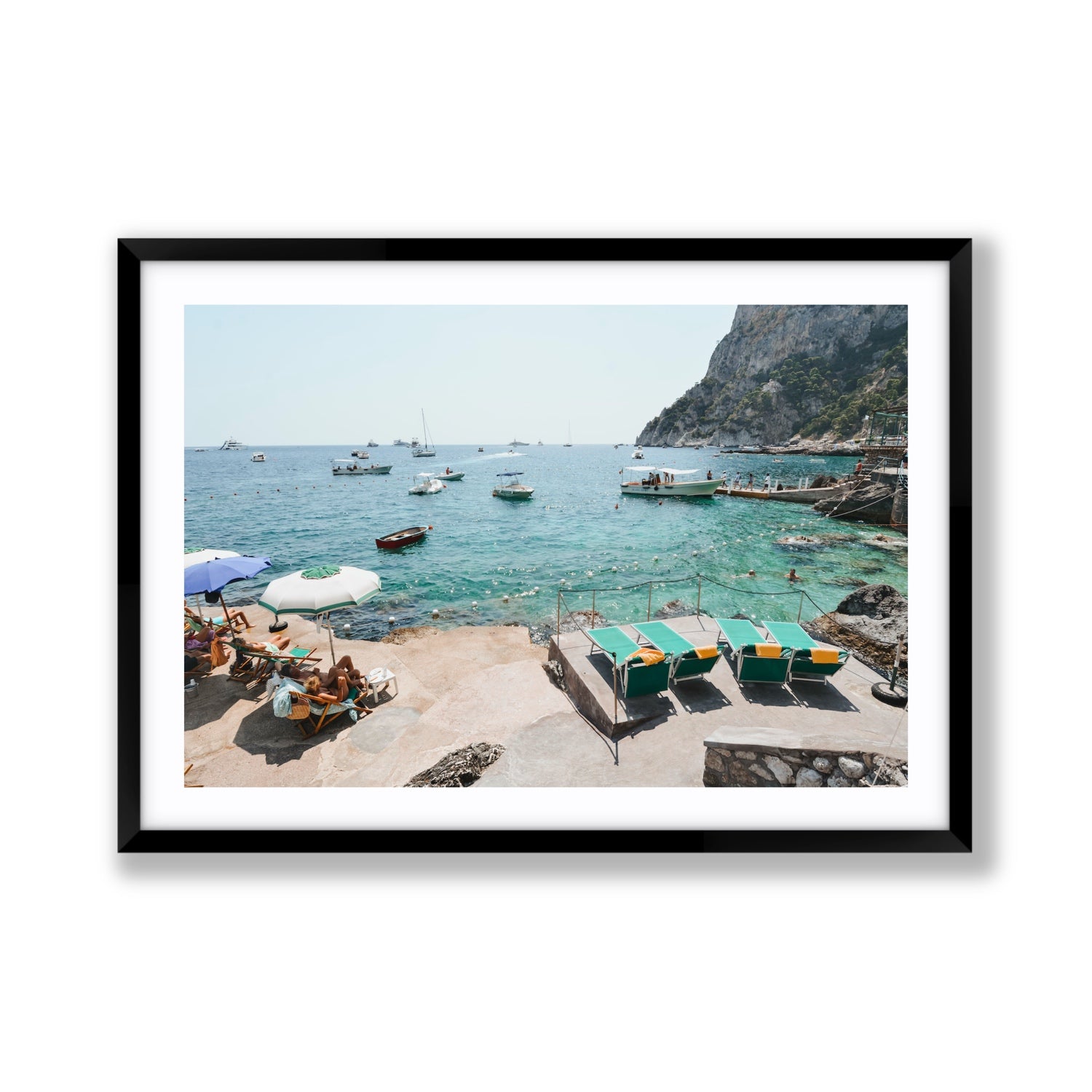 Save Me A Seat Capri Mediterranean wall art Giant fine art print in black frame with matboard