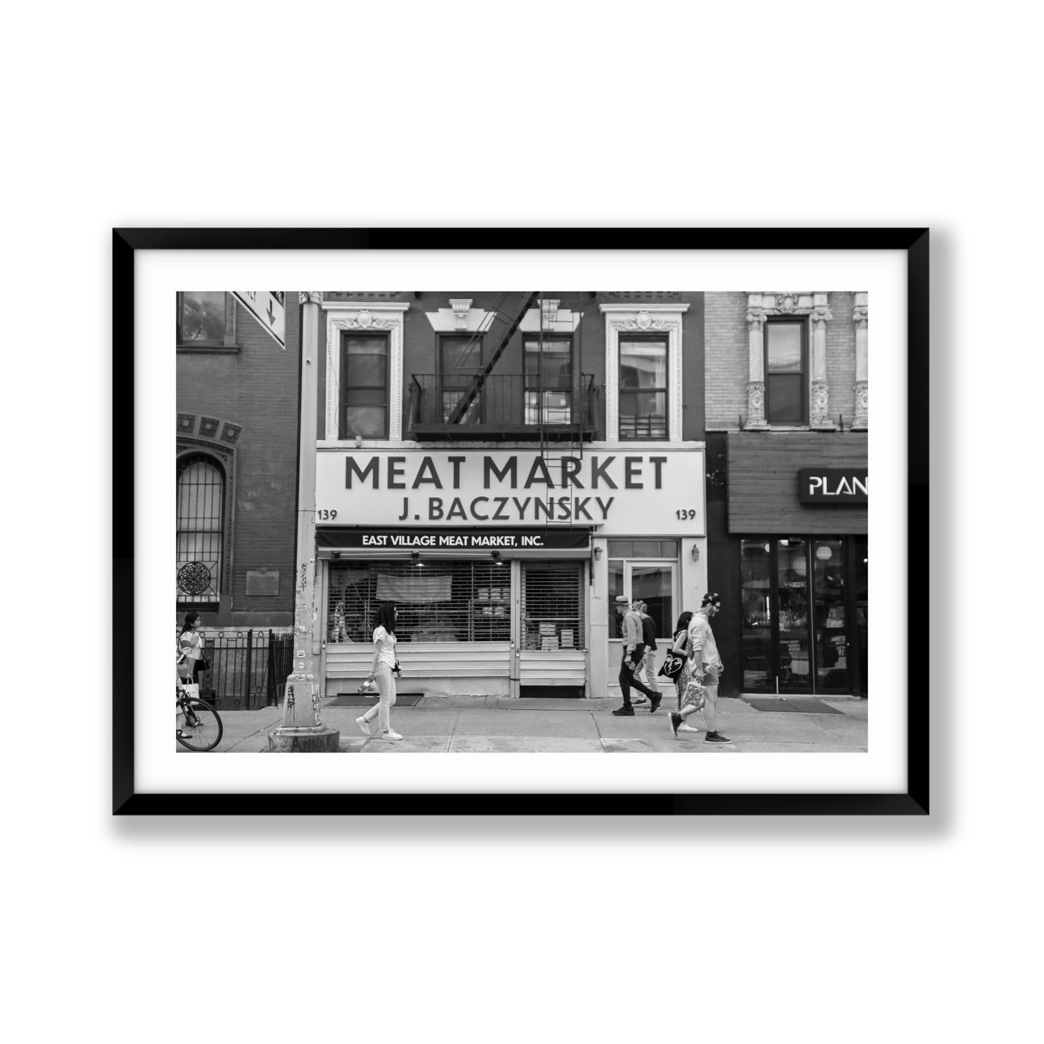 Meat District New York NYC Black & White wall art Giant fine art print in black frame with matboard