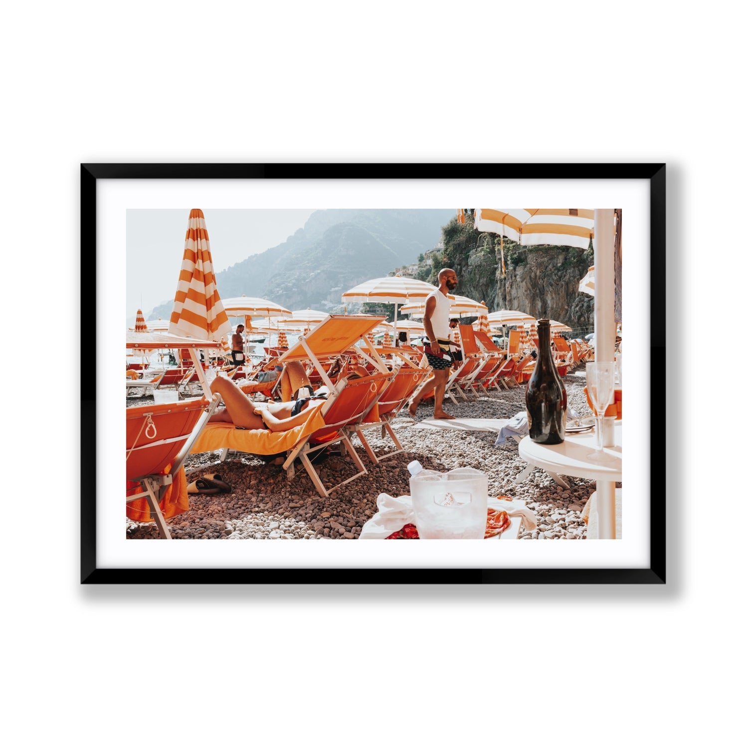 Zesty Shade Positano wall art Giant fine art print in black frame with matboard