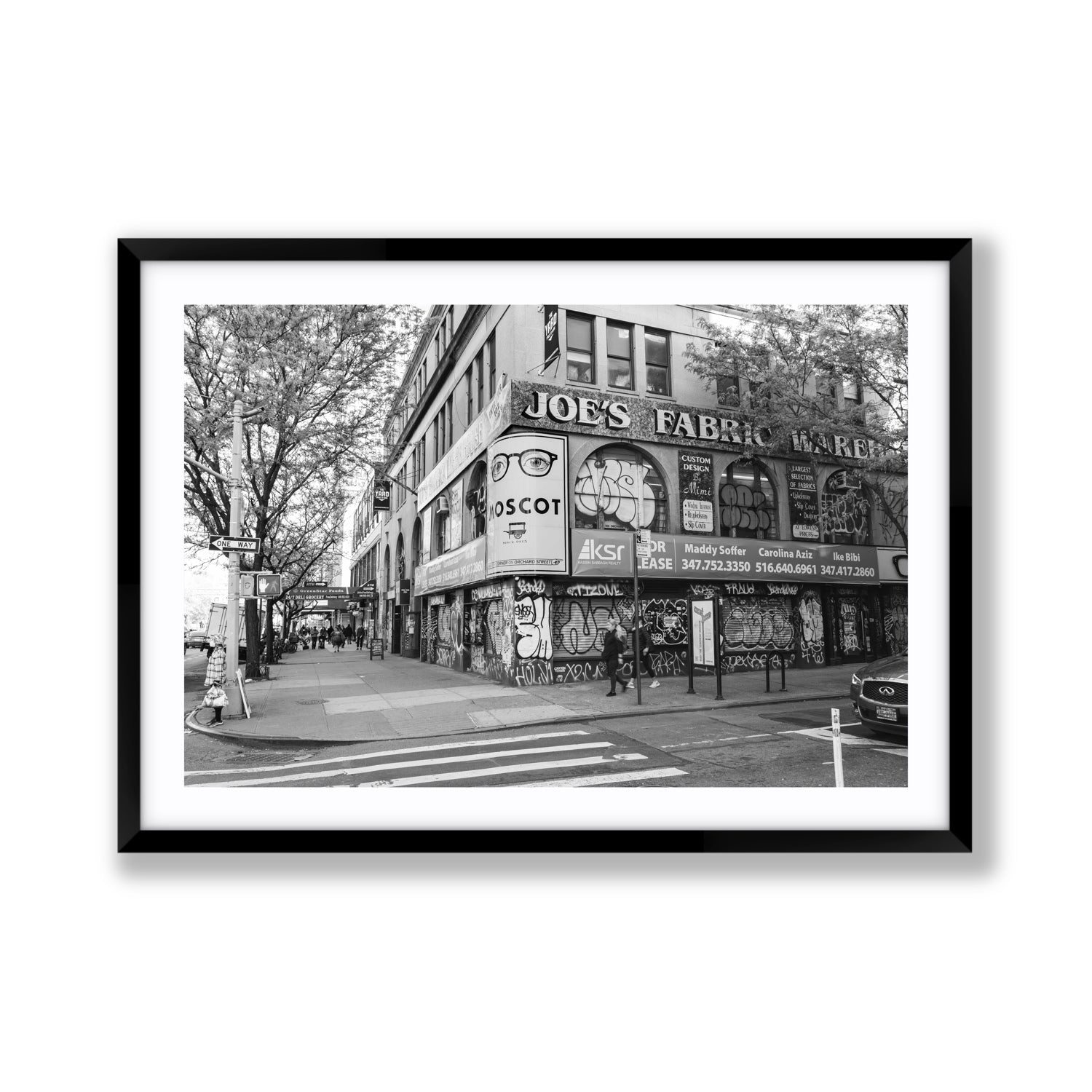 Wall Poetry New York NYC Black & White wall art Giant fine art print in black frame with matboard