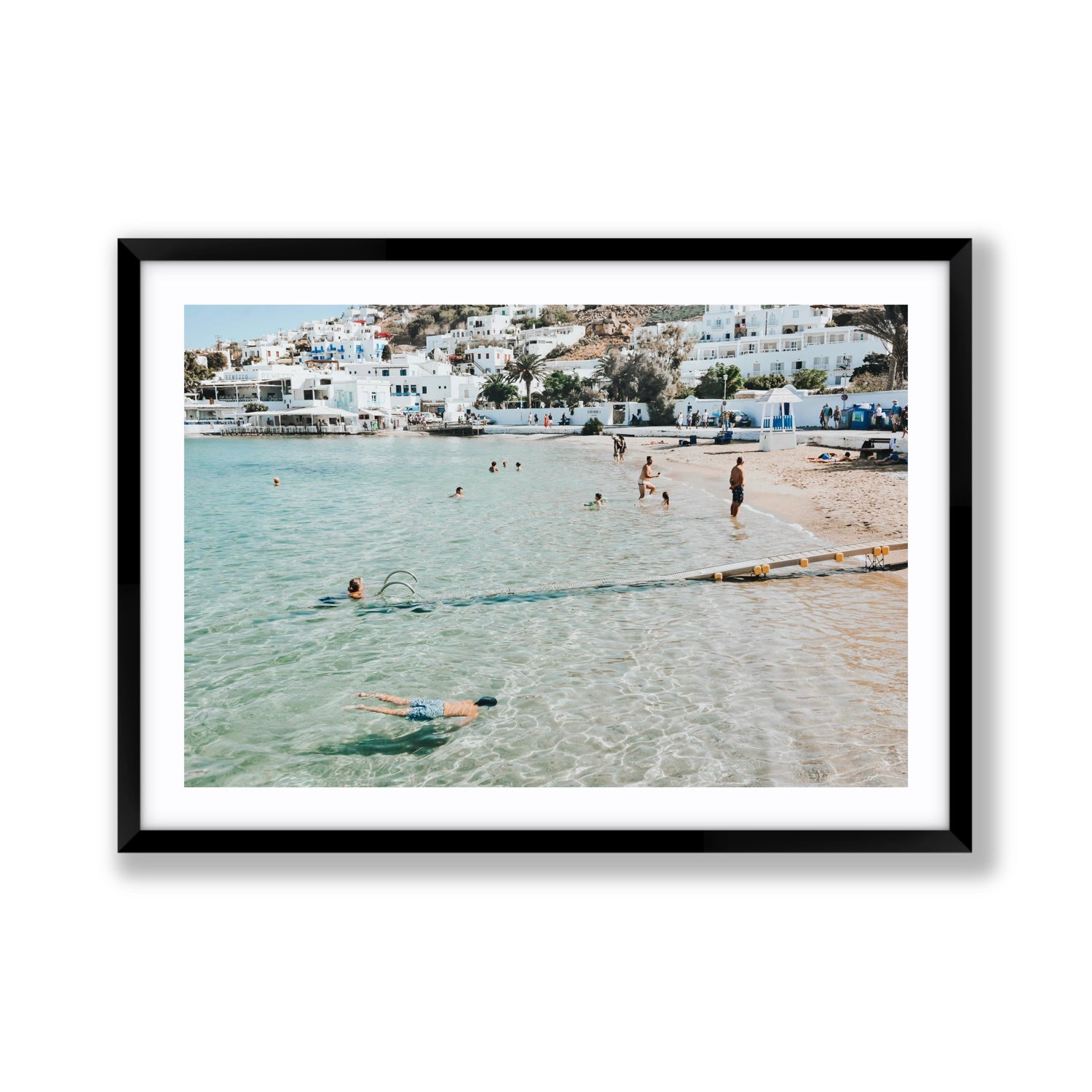 Bathe Yourself In Beauty Mykonos Greek island wall art Giant fine art print in black frame with matboard