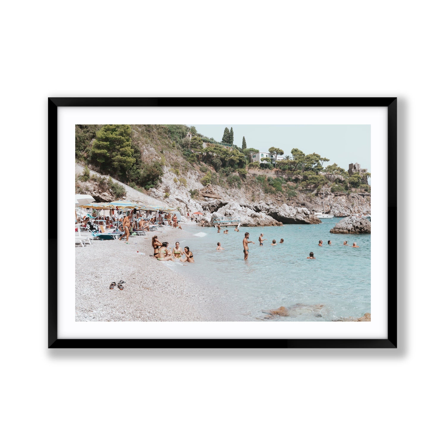 La Vacanza Amalfi Mediterranean wall art Giant fine art print in black frame with matboard