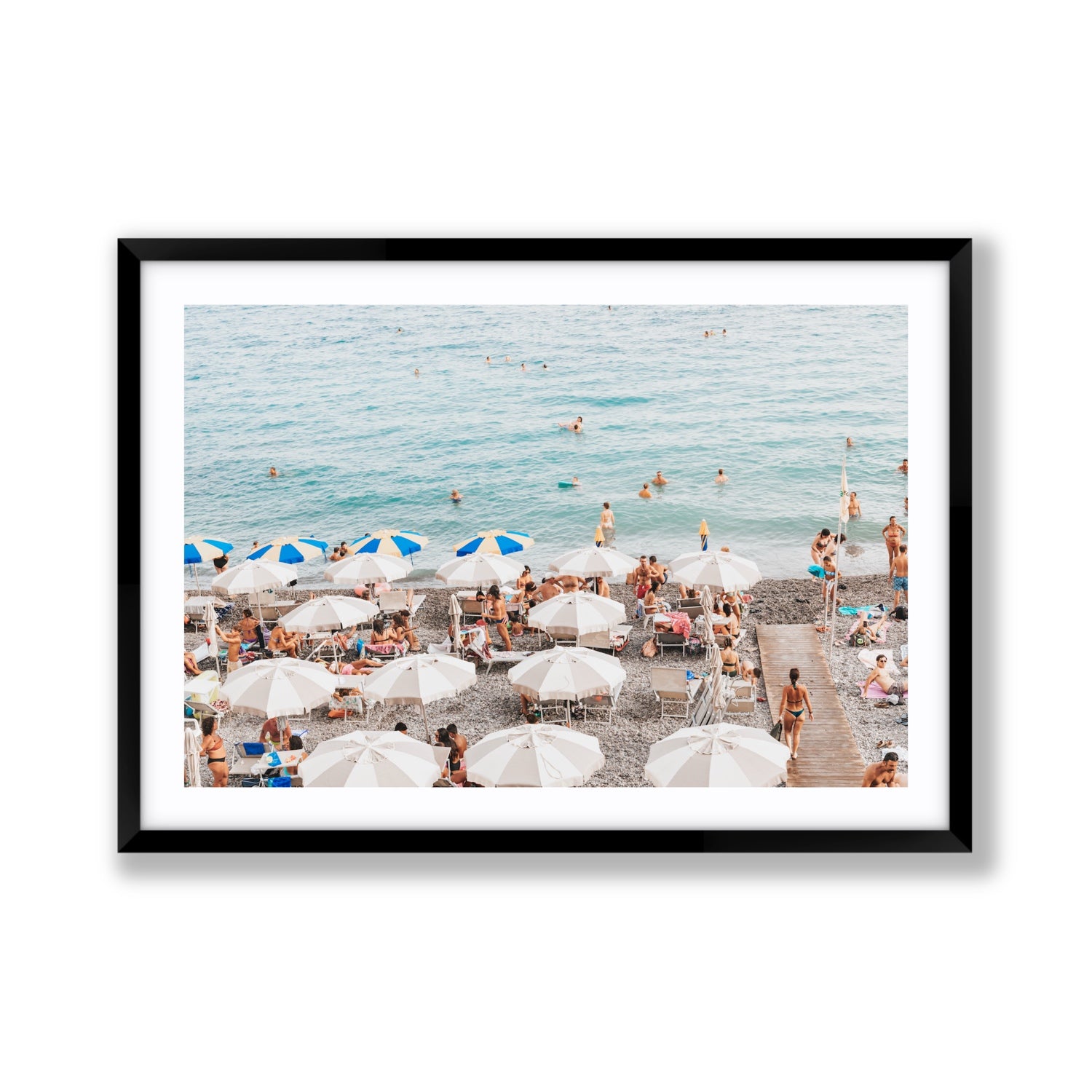 Dreamscape Amalfi Italian beach wall art Giant fine art print in black frame with matboard