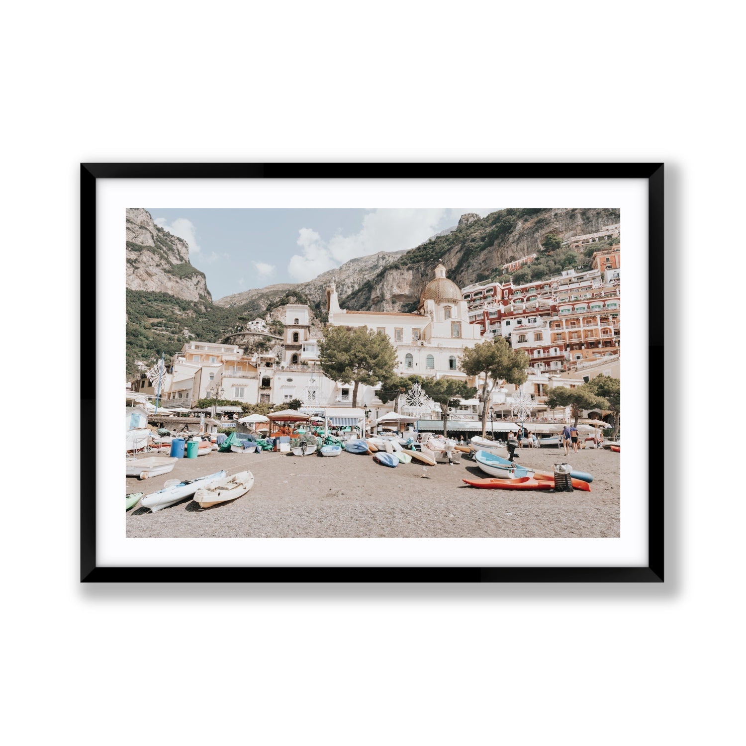 Pastel Paradise fine art print, Positano, Italy, Giant, Black Frame · Matboard, Fine Art Print