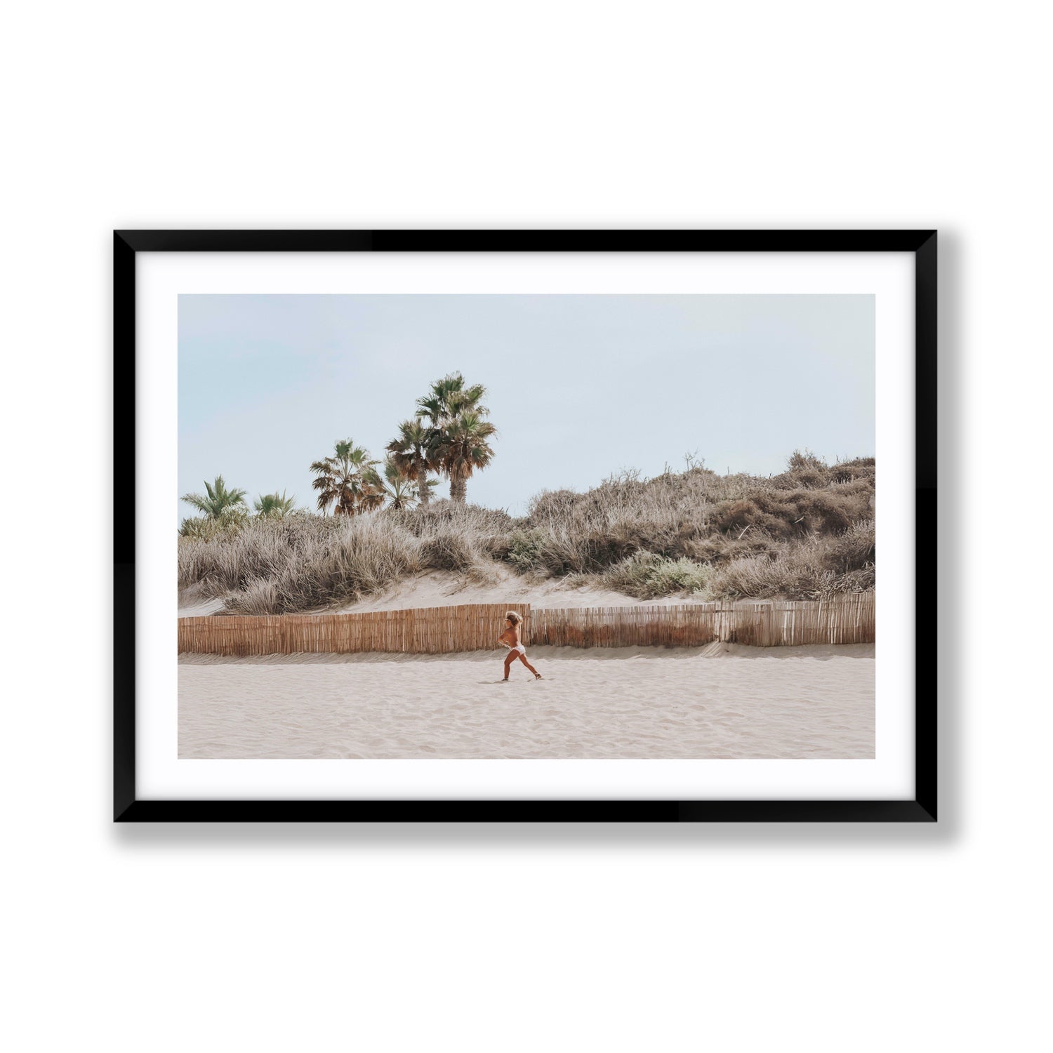 Ragazza Da Spiaggia Puglia beach Italian fine art print Giant fine art print in black frame with matboard