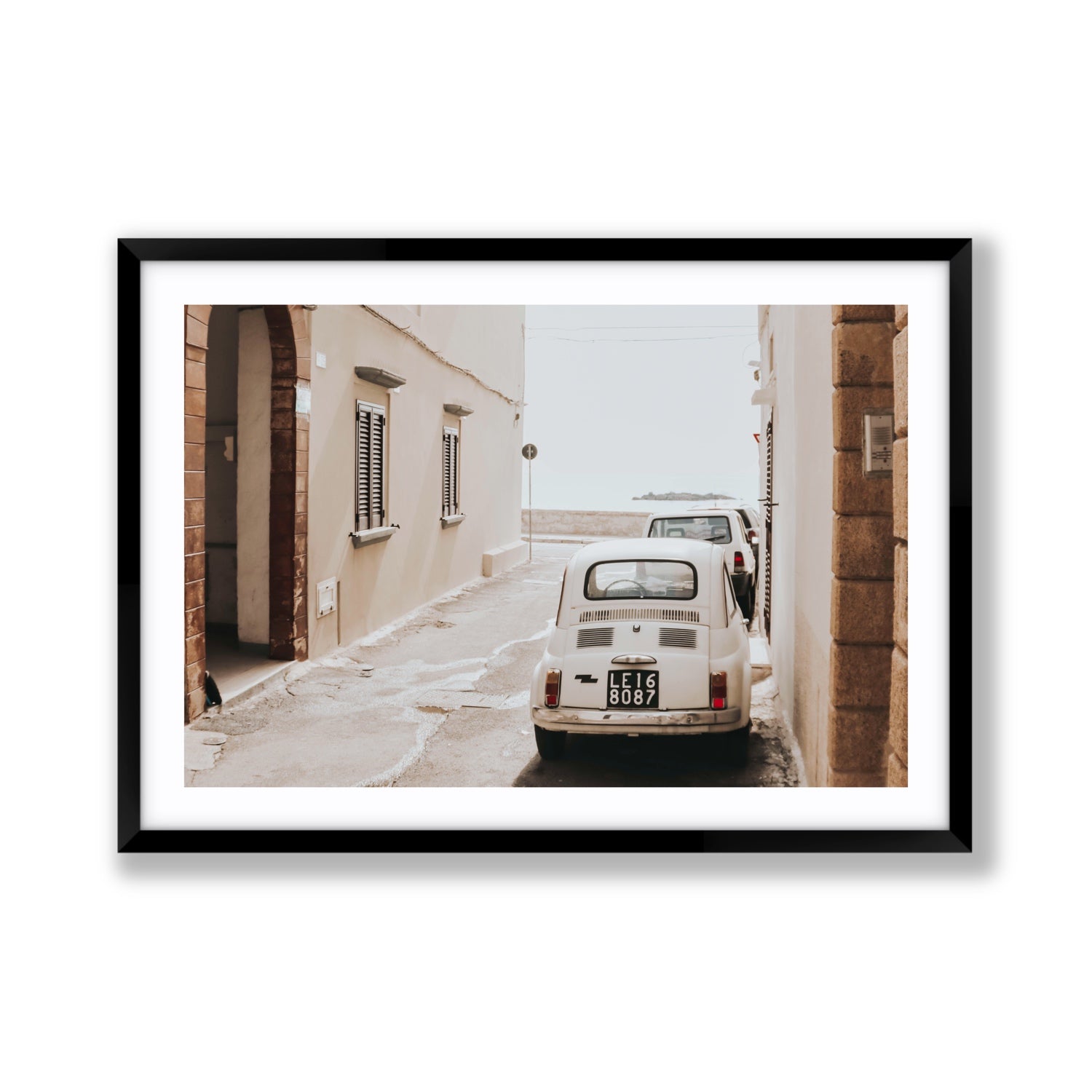 Bambini Lane Puglia Italian wall art Giant fine art print in black frame with matboard