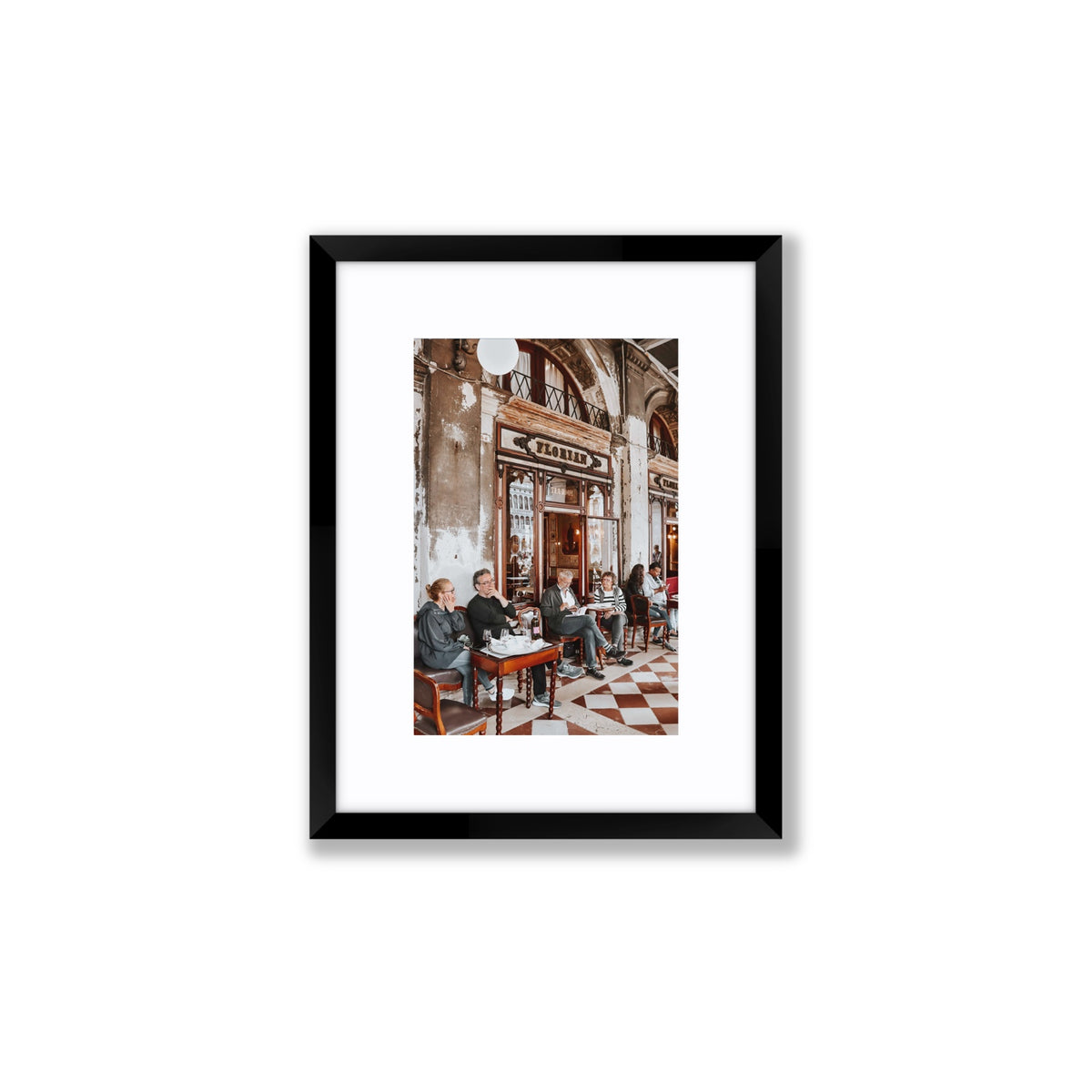 Tea Room Venice Italian wall art Small fine art print in black frame with matboard