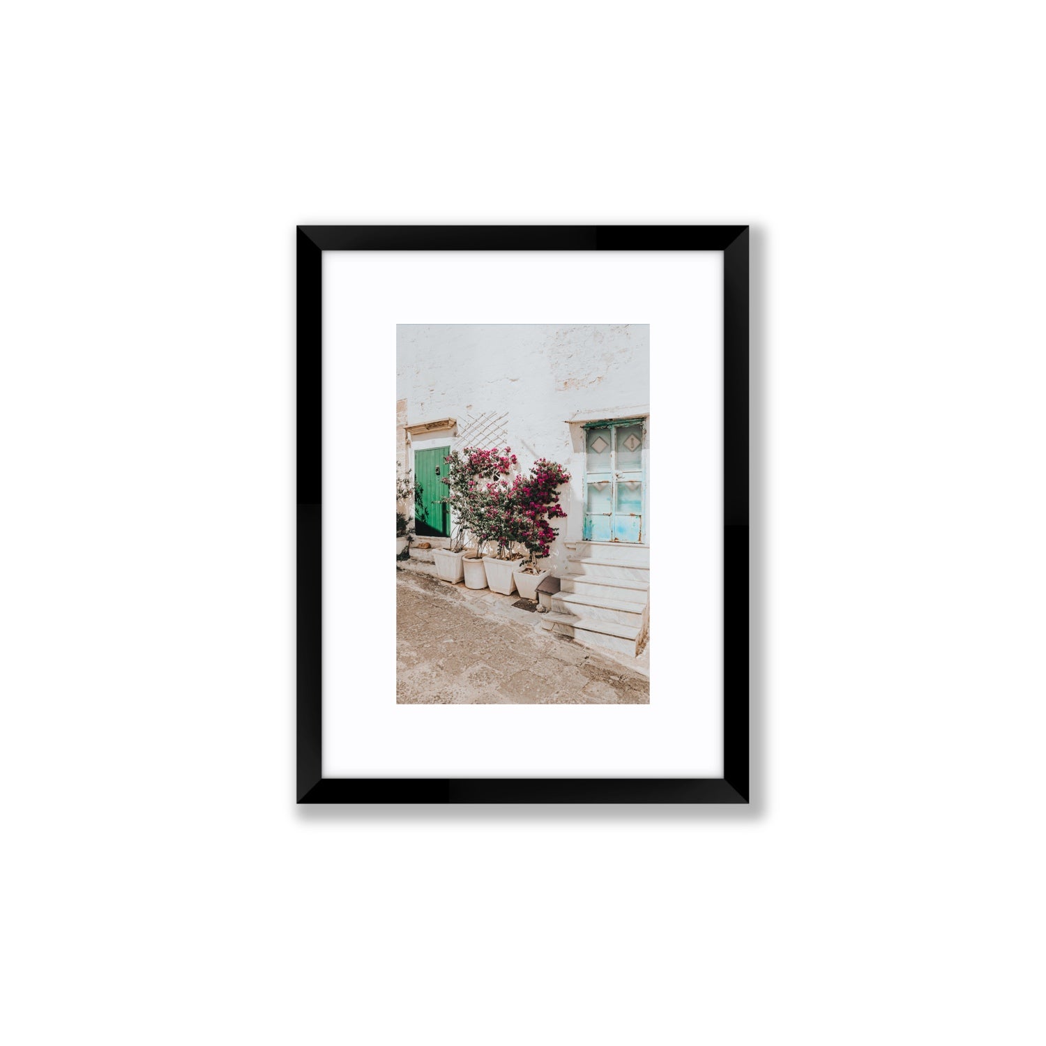 Floral Canvas Puglia Ostuni wall art Small fine art canvas in black frame