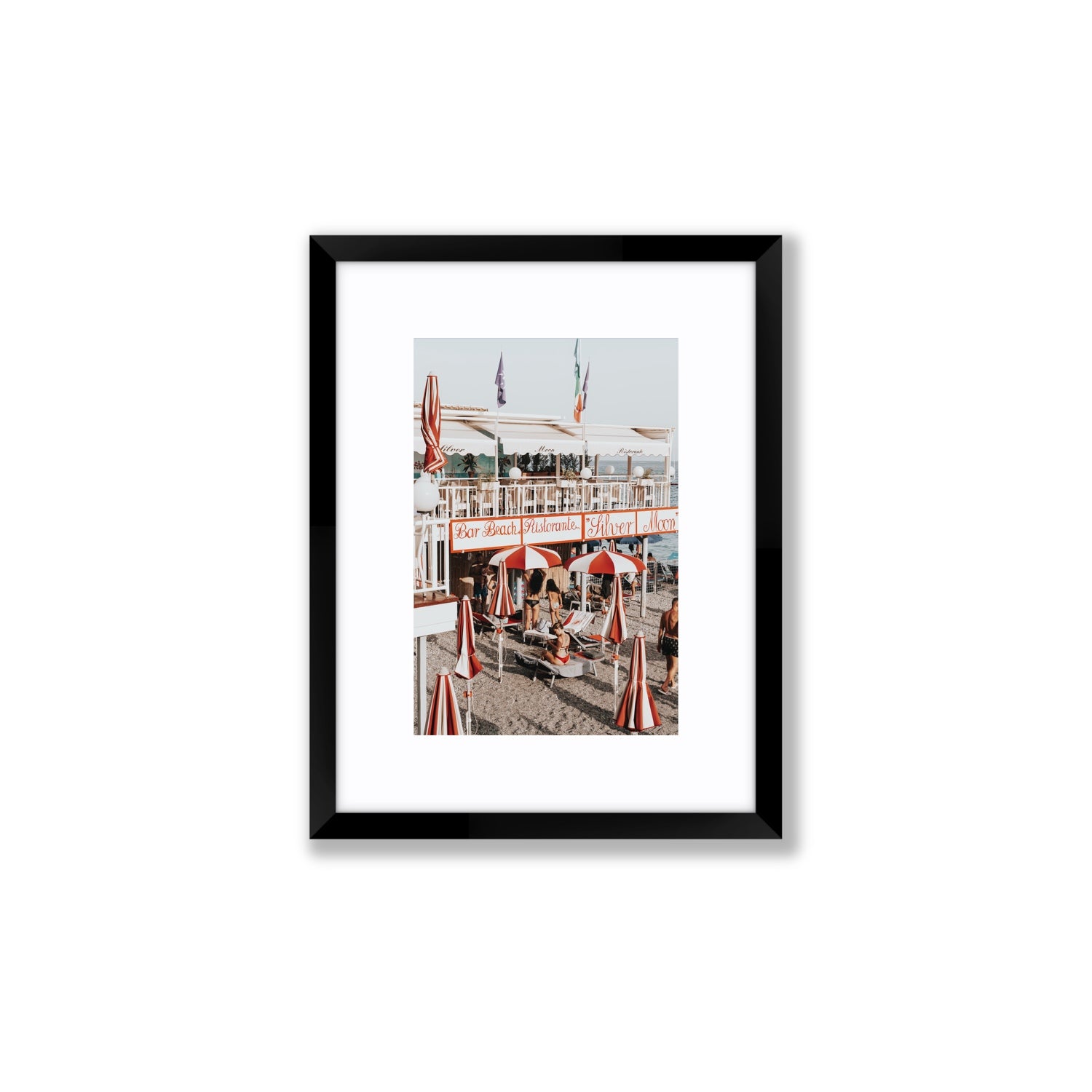 Vintage Amalfi Amalfi Mediterranean wall art Small fine art print in black frame with matboard