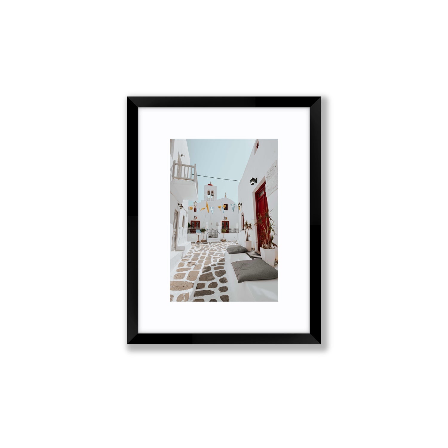 Cycladic Charm fine art print, Mykonos, Greece, Small, Black Frame · Matboard, Fine Art Print