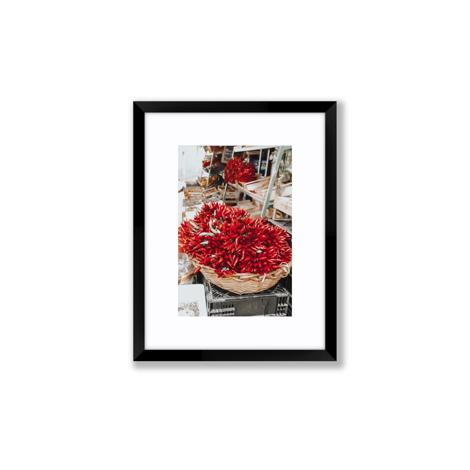 Spicy Bunch Puglia Italian wall art Small fine art print in black frame with matboard