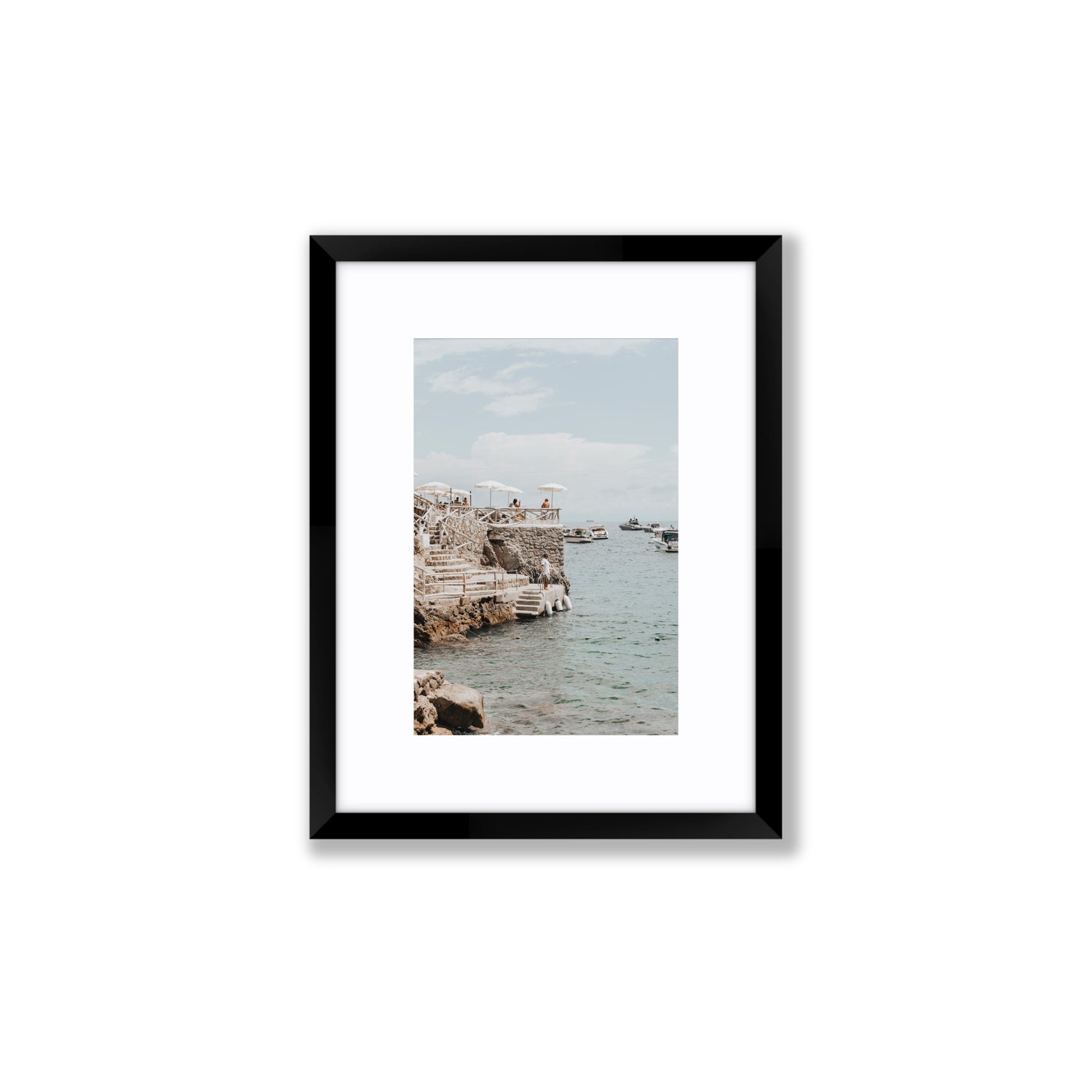 Pier Patrol fine art print, Nerano, Italy, Small, Black Frame · Matboard, Fine Art Print