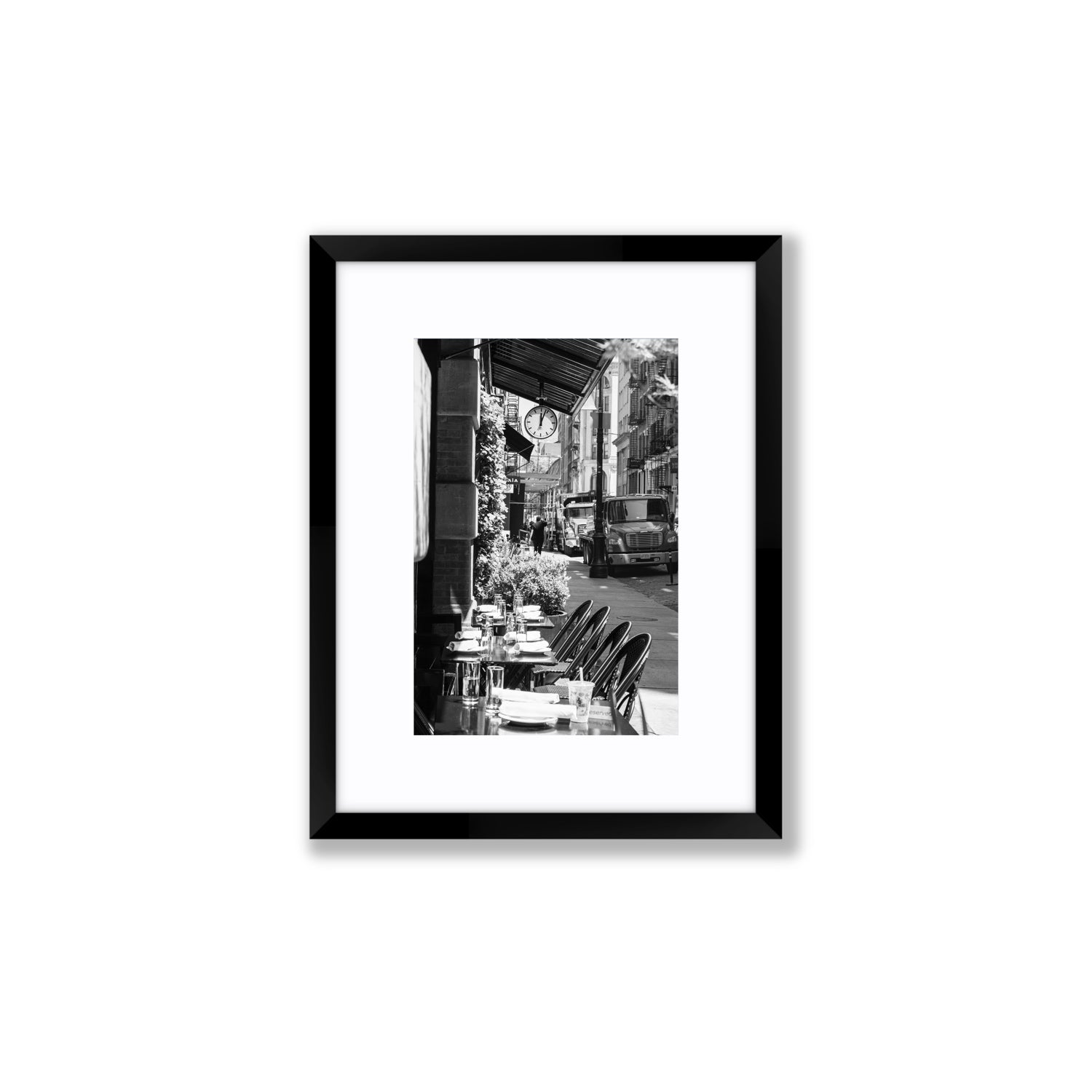 Mercer Street New York NYC Black & White wall art Small fine art print in black frame with matboard