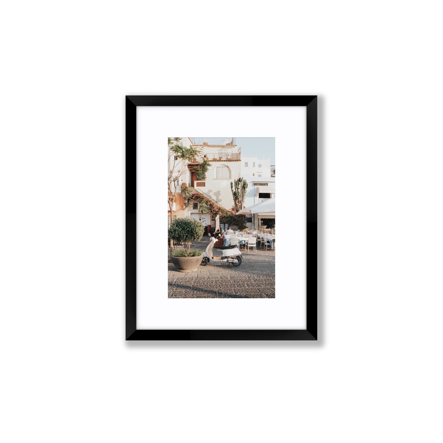 Ristorante Ischia Italian Mediterranean decor wall art Small fine art print in black frame with matboard