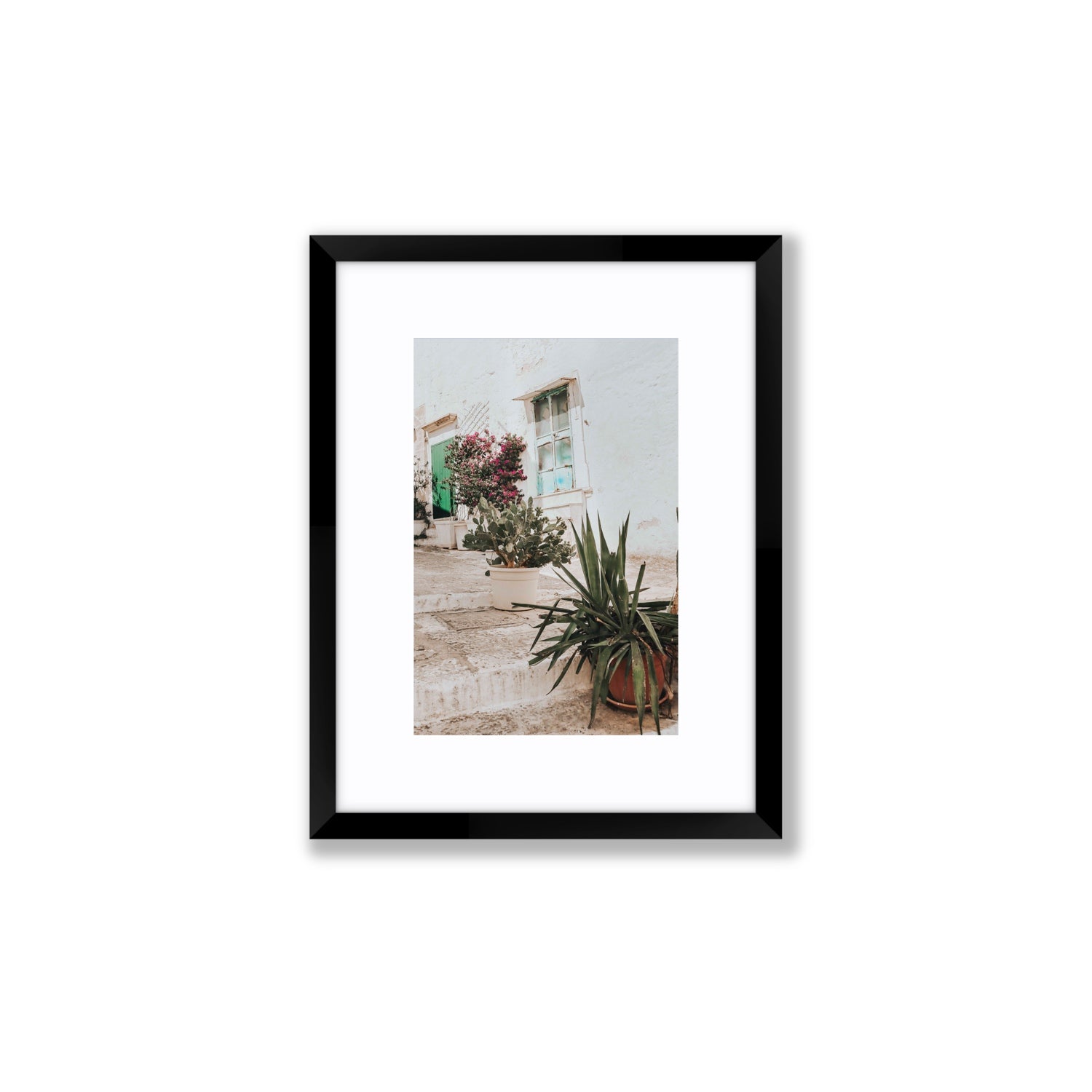 Giardino Segreto Puglia Ostuni wall art Small fine art print in black frame with matboard