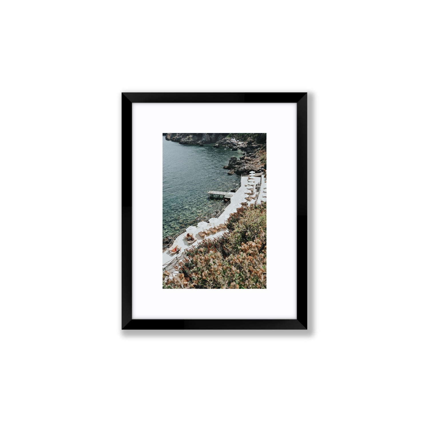 Go Beyond The Postcard Tuscany coastal wall art Small fine art print in black frame with matboard