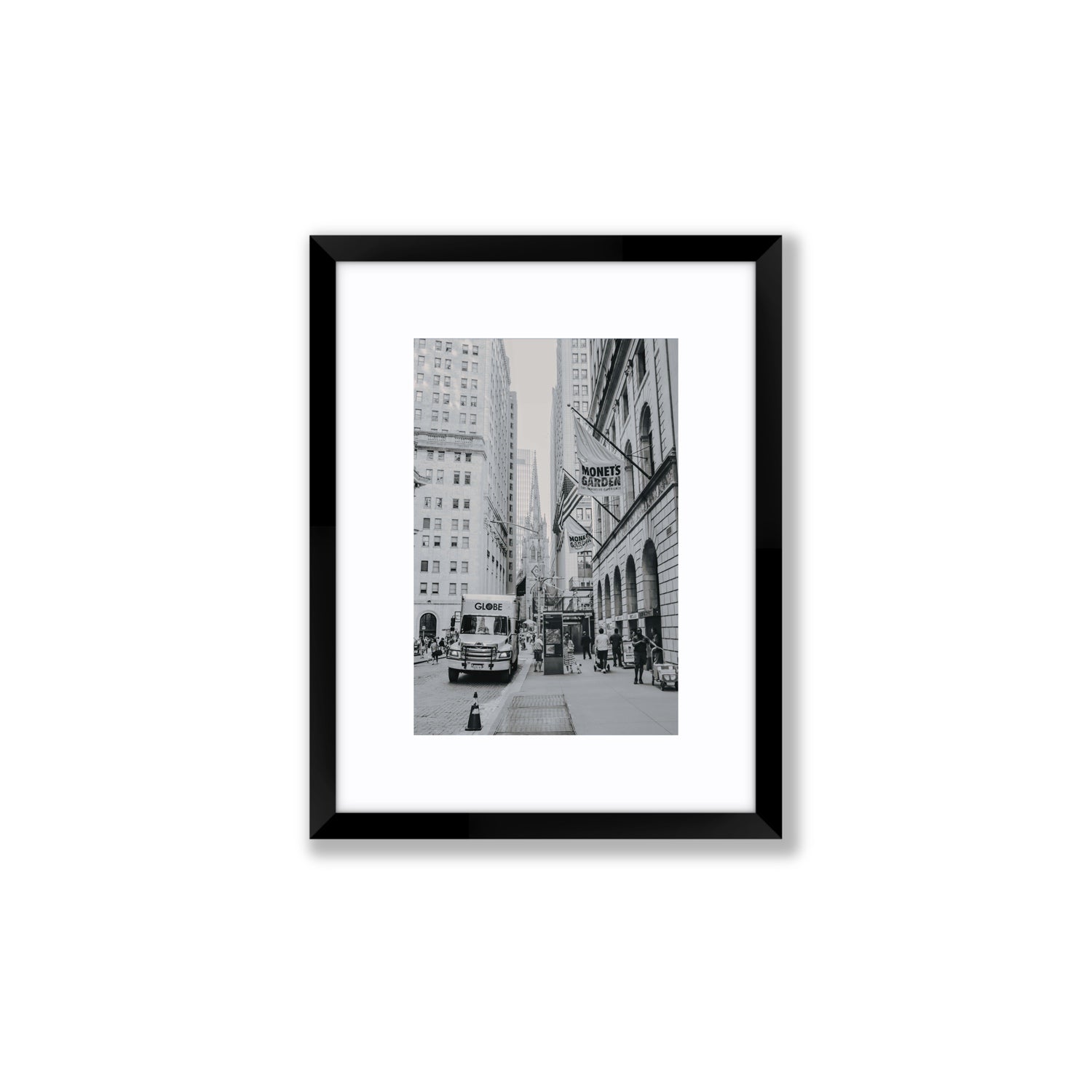 Metropolitan Monotone New York NYC Black & White wall art Small fine art print in black frame with matboard