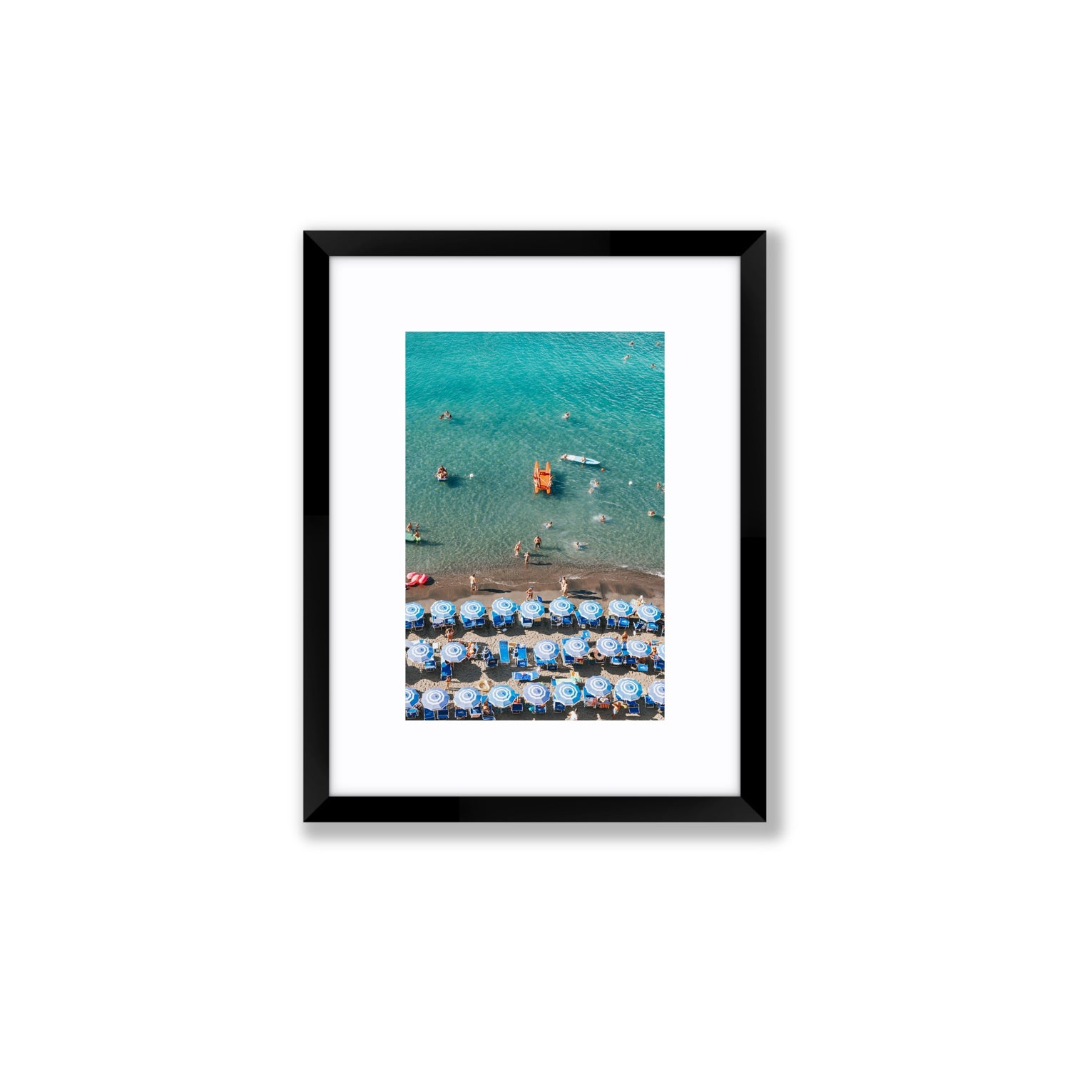 Aquamarine Oasis Sorrento Italian coastal wall art Small fine art print in black frame with matboard