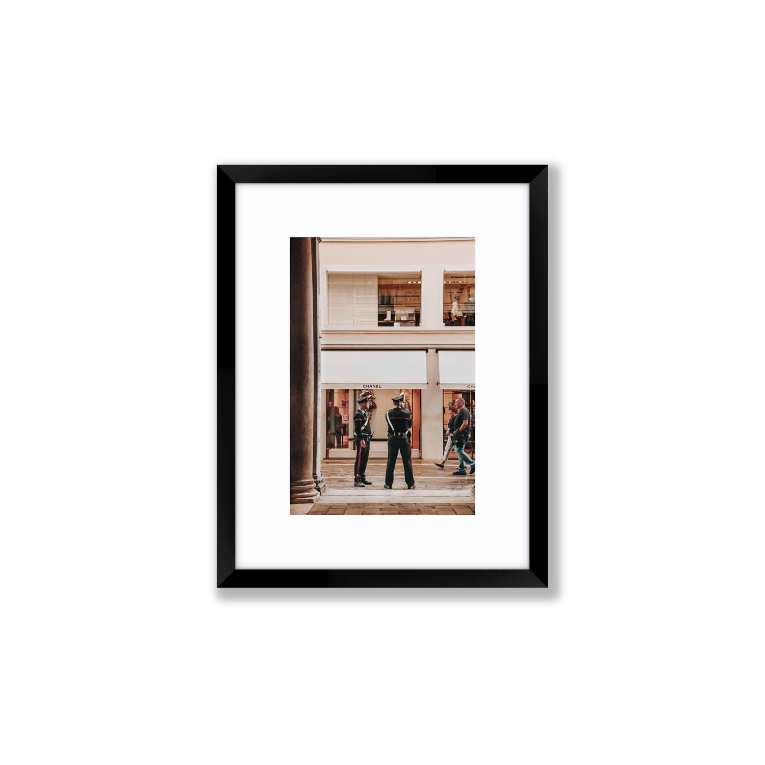 Style Police Venice Italian wall art Small fine art print in black frame with matboard
