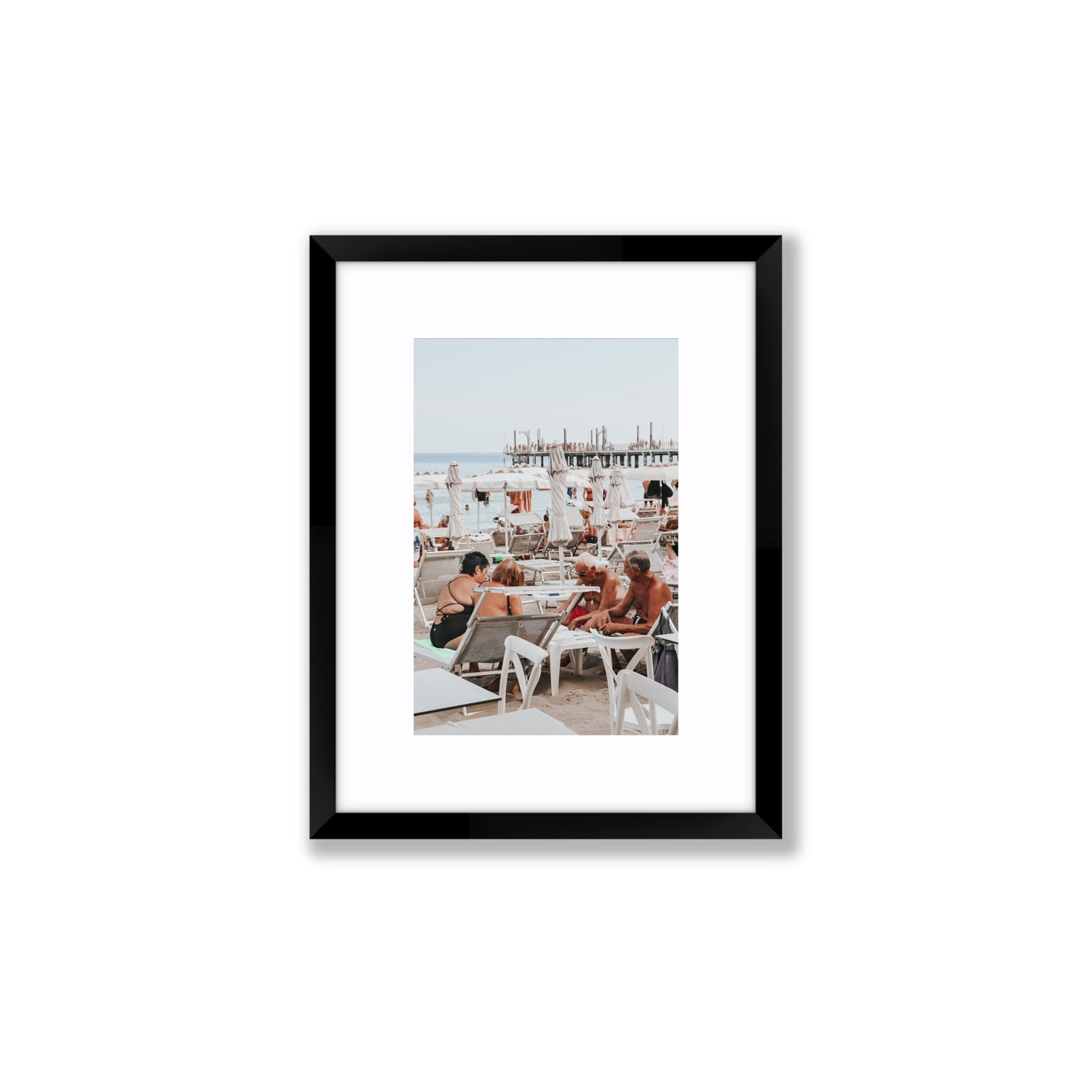 Salted Shuffle fine art print, Alassio, Italy, people and locals artwork, Small, Black Frame · Matboard, Fine Art Print