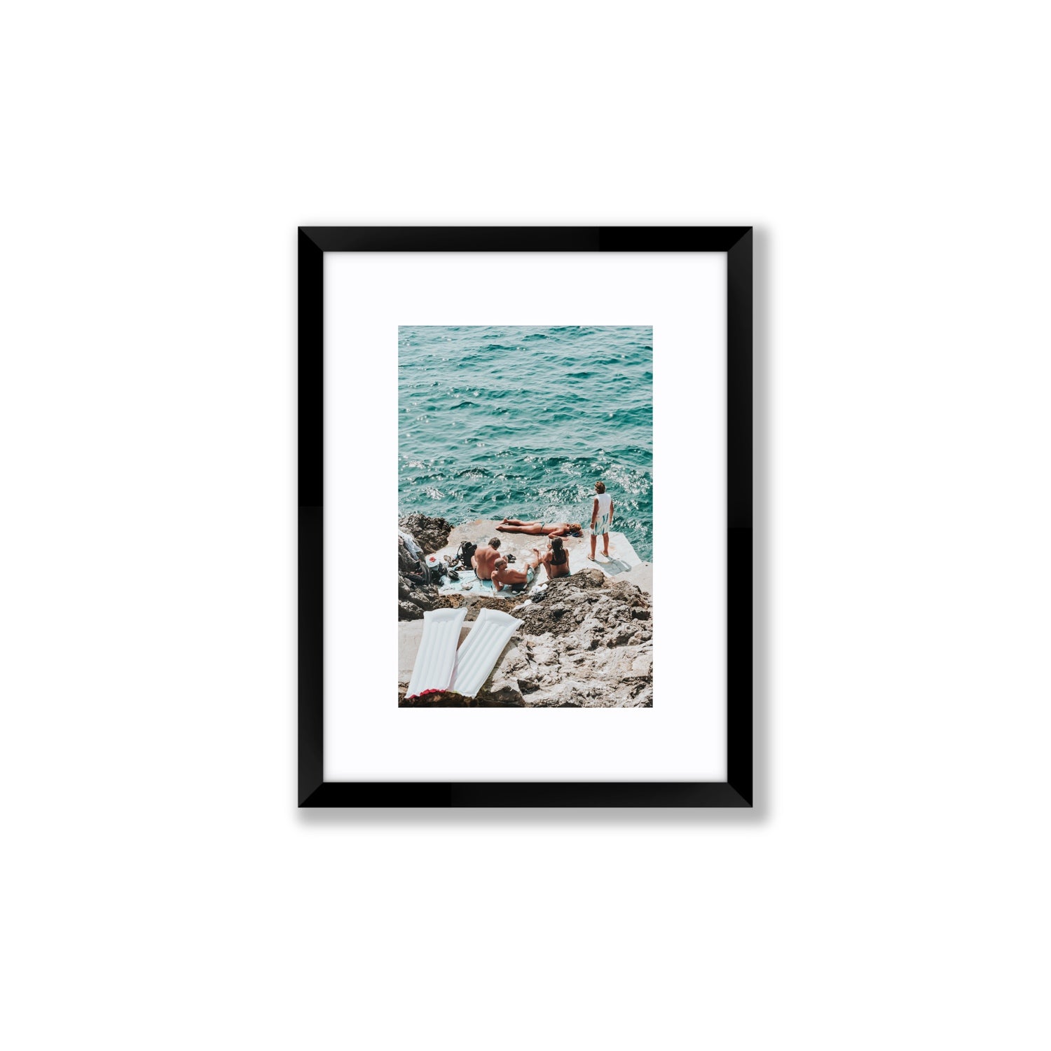 Gli Amici Praiano Amalfi Coast coastal wall art Small fine art print in black frame with matboard