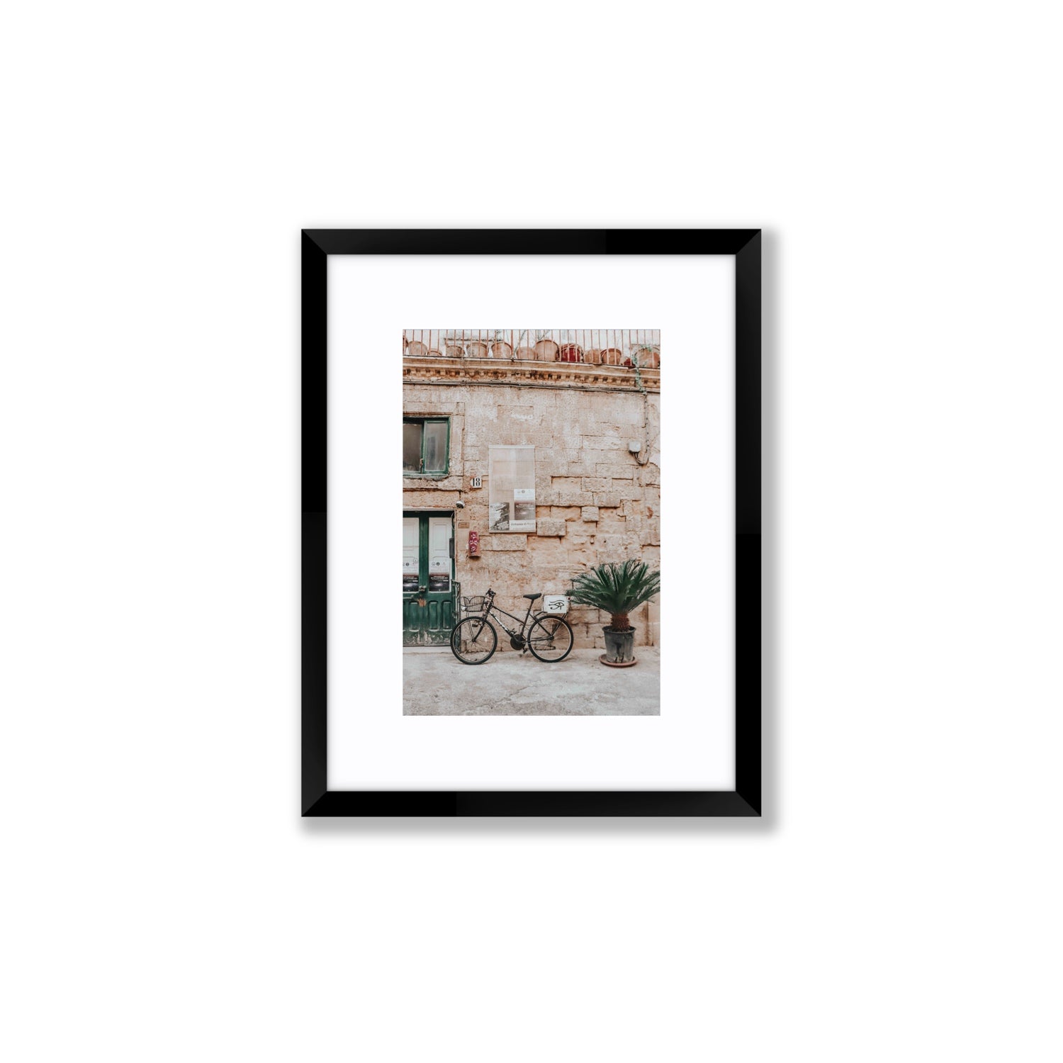 Salento Streets Puglia Lecce Italian wall art Small fine art print in black frame with matboard