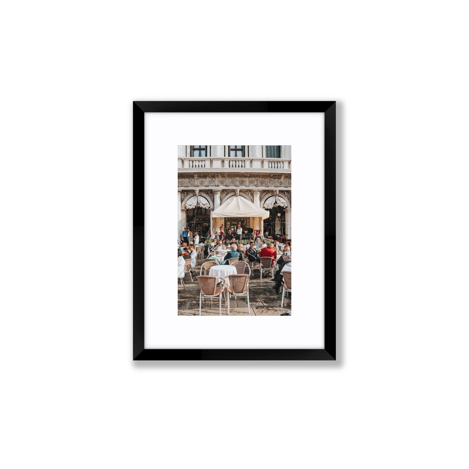 Piazza San Marco Venice Italian wall art Small fine art print in black frame with matboard