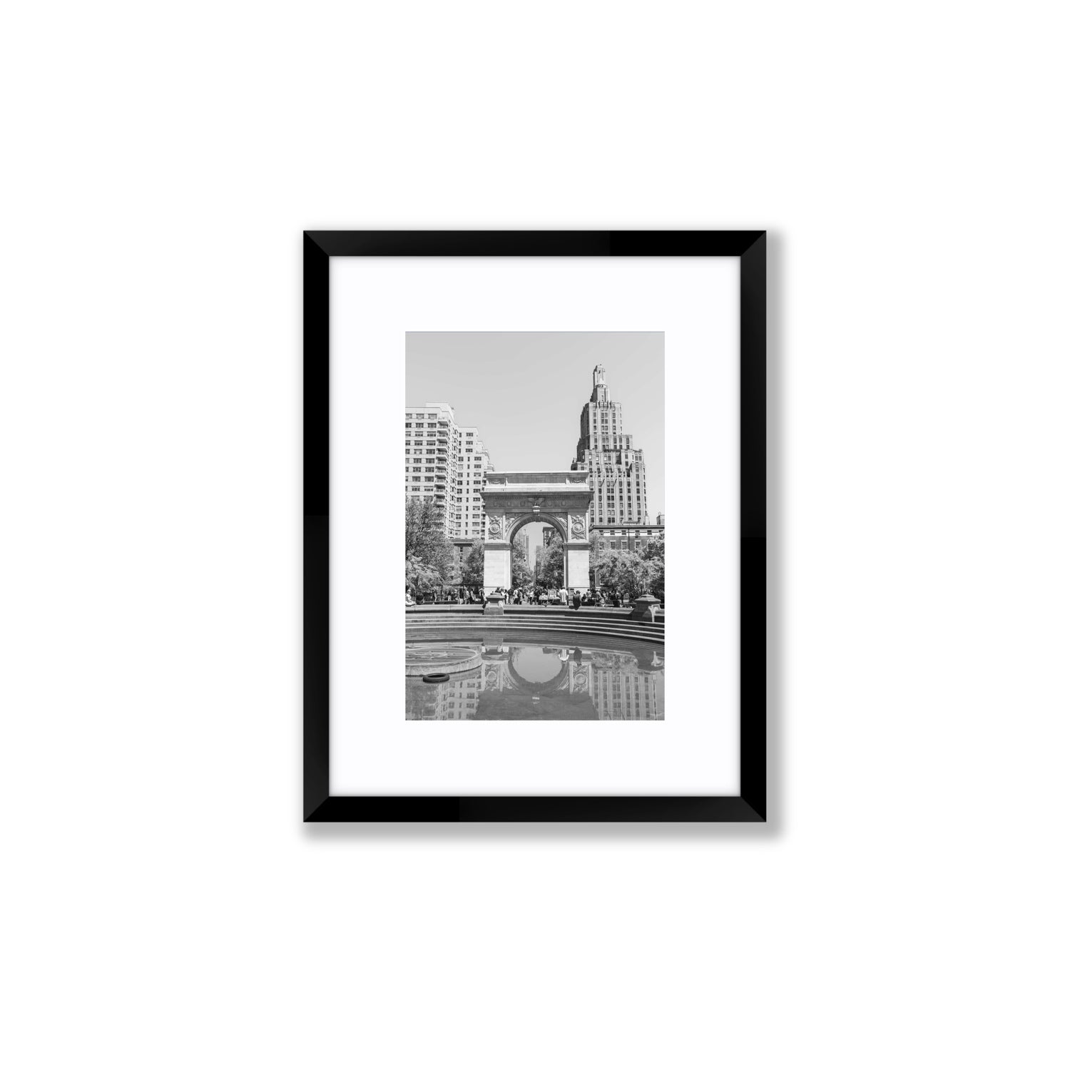Washington Skyline New York NYC Black & White wall art Small fine art print in black frame with matboard