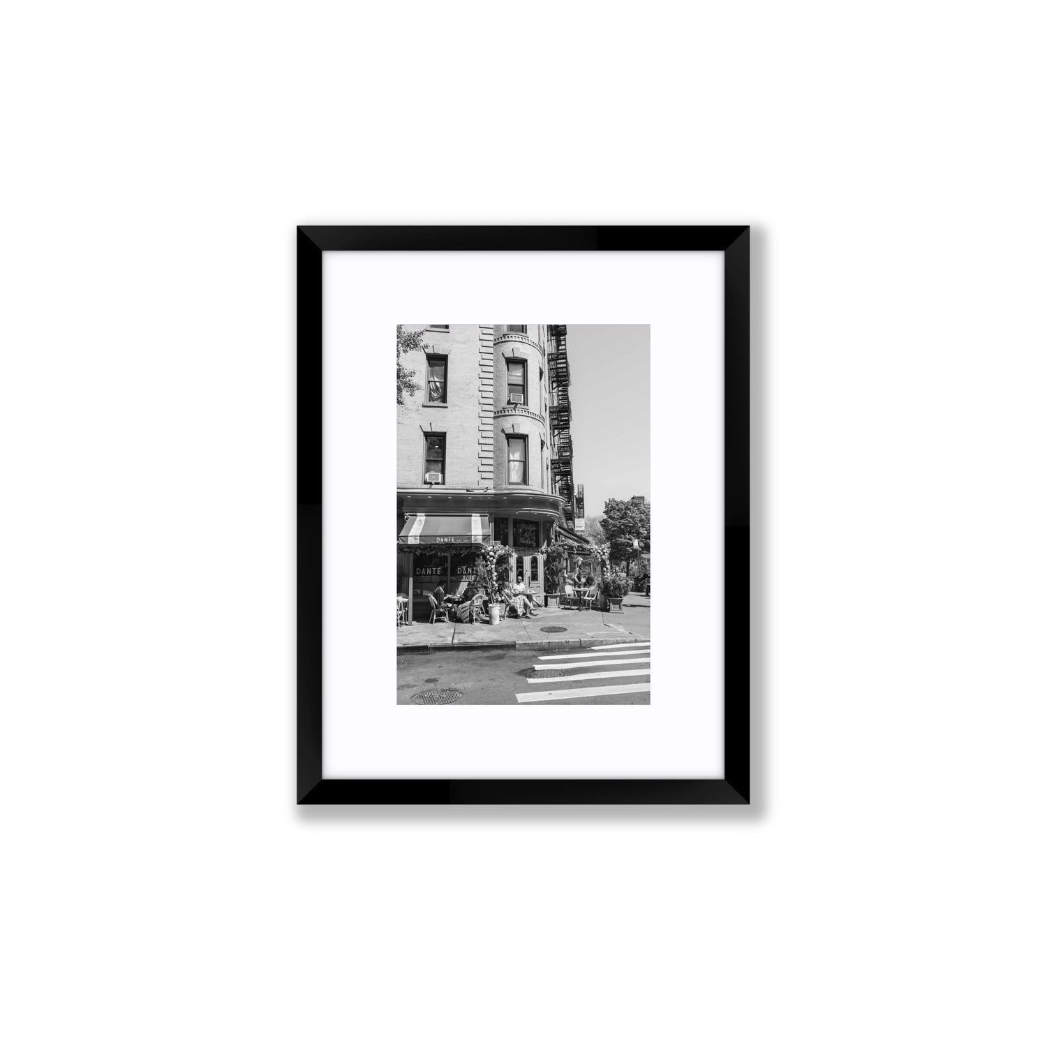 Sunny Soiree New York NYC Black & White wall art Small fine art print in black frame with matboard
