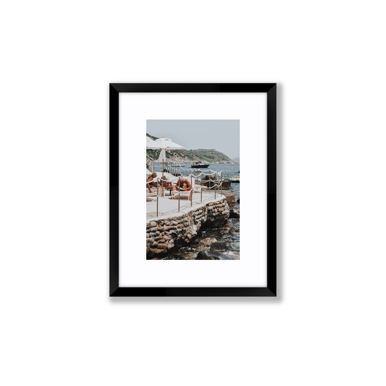 Nonno e Nonna Tuscany coastal Italian wall art Small fine art print in black frame with matboard