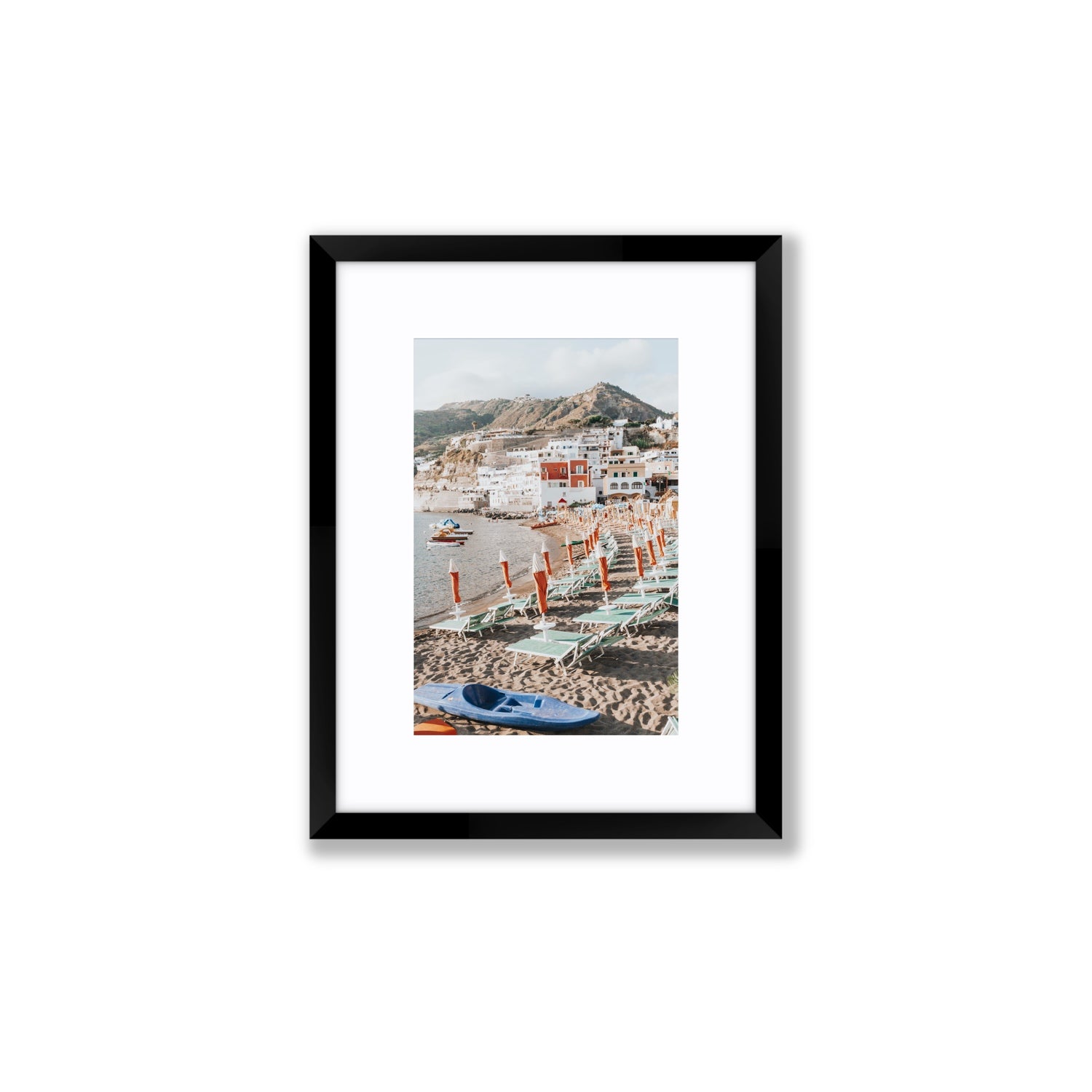L'Isola del Paradiso Ischia Mediterranean wall art Small fine art print in black frame with matboard