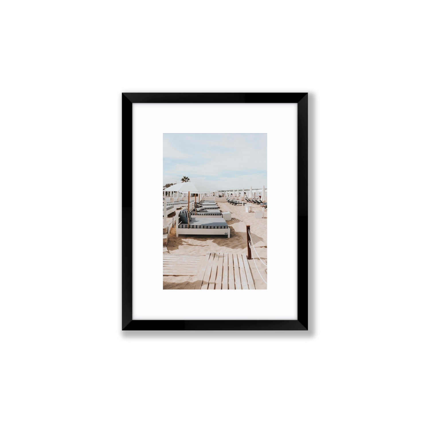Coastal Repose Puglia beach Mediterranean fine art print Small fine art print in black frame with matboard