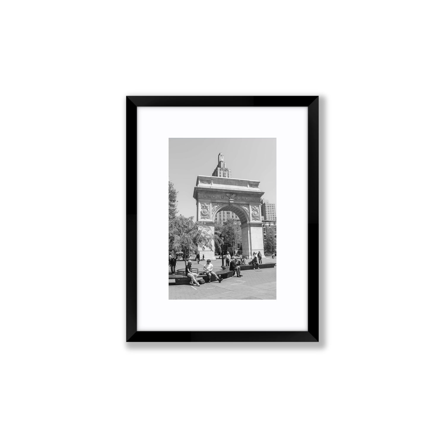 City Picnic New York NYC Black & White wall art Small fine art print in black frame with matboard