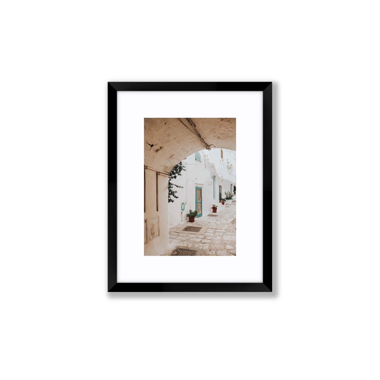La Citta Bianca Puglia La Città Bianca wall art Small fine art print in black frame with matboard