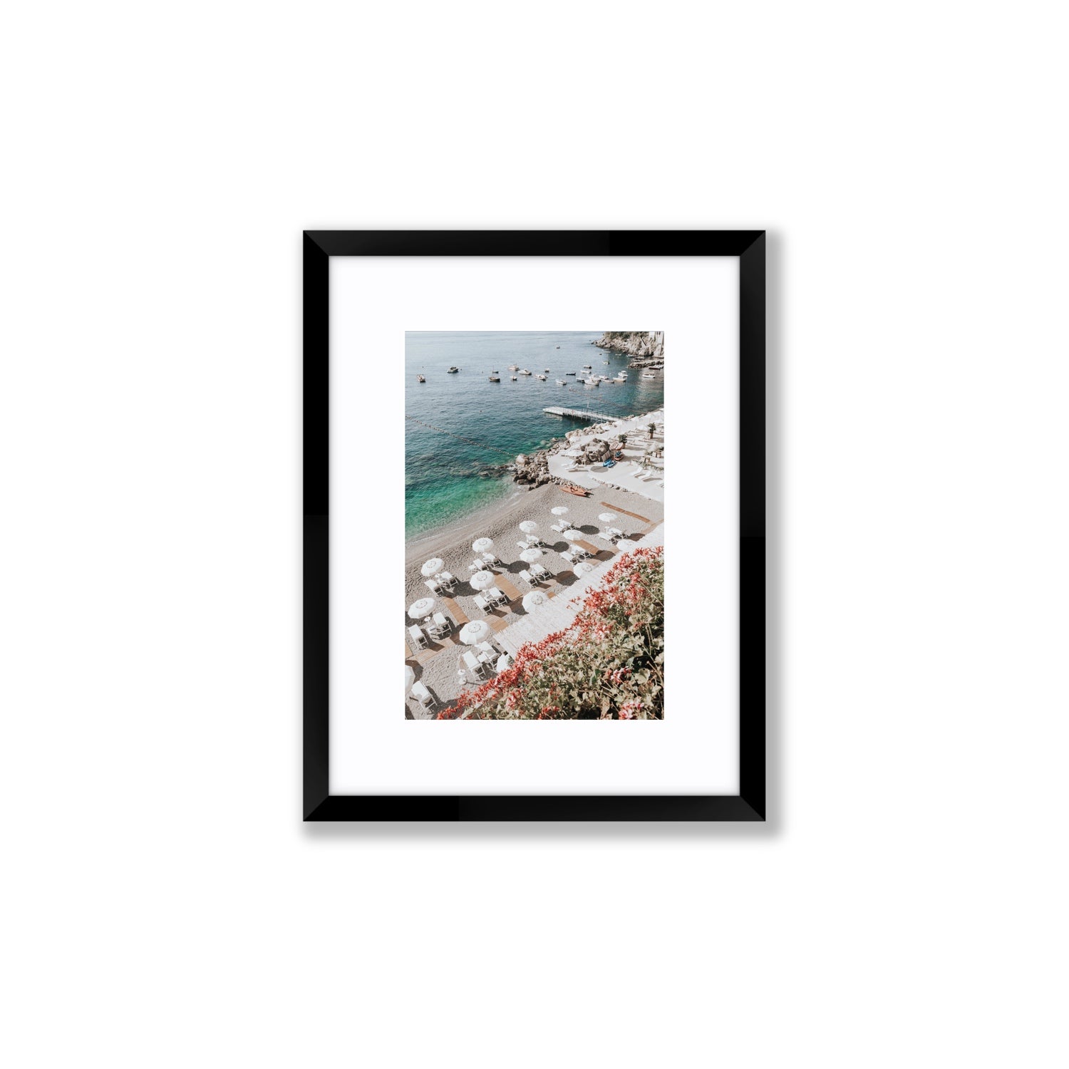 Tranquil Oasis Amalfi coastal wall art Small fine art print in black frame with matboard