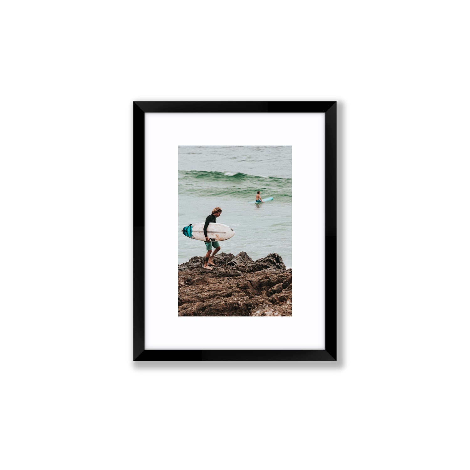 Not All Who Wander Are Lost Byron Bay Surf wall art Small fine art print in black frame with matboard