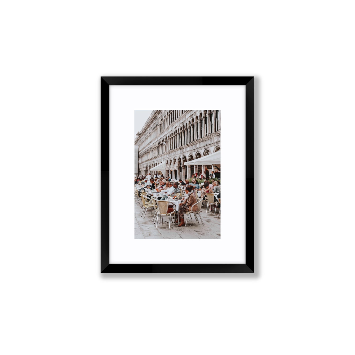 Lunchbreak Venice Italian wall art Small fine art print in black frame with matboard