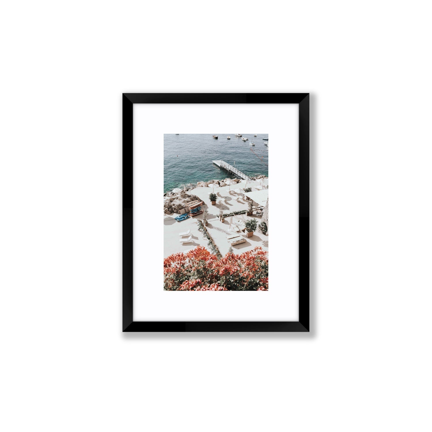 A Work of Art Amalfi coastal wall art Small fine art print in black frame with matboard