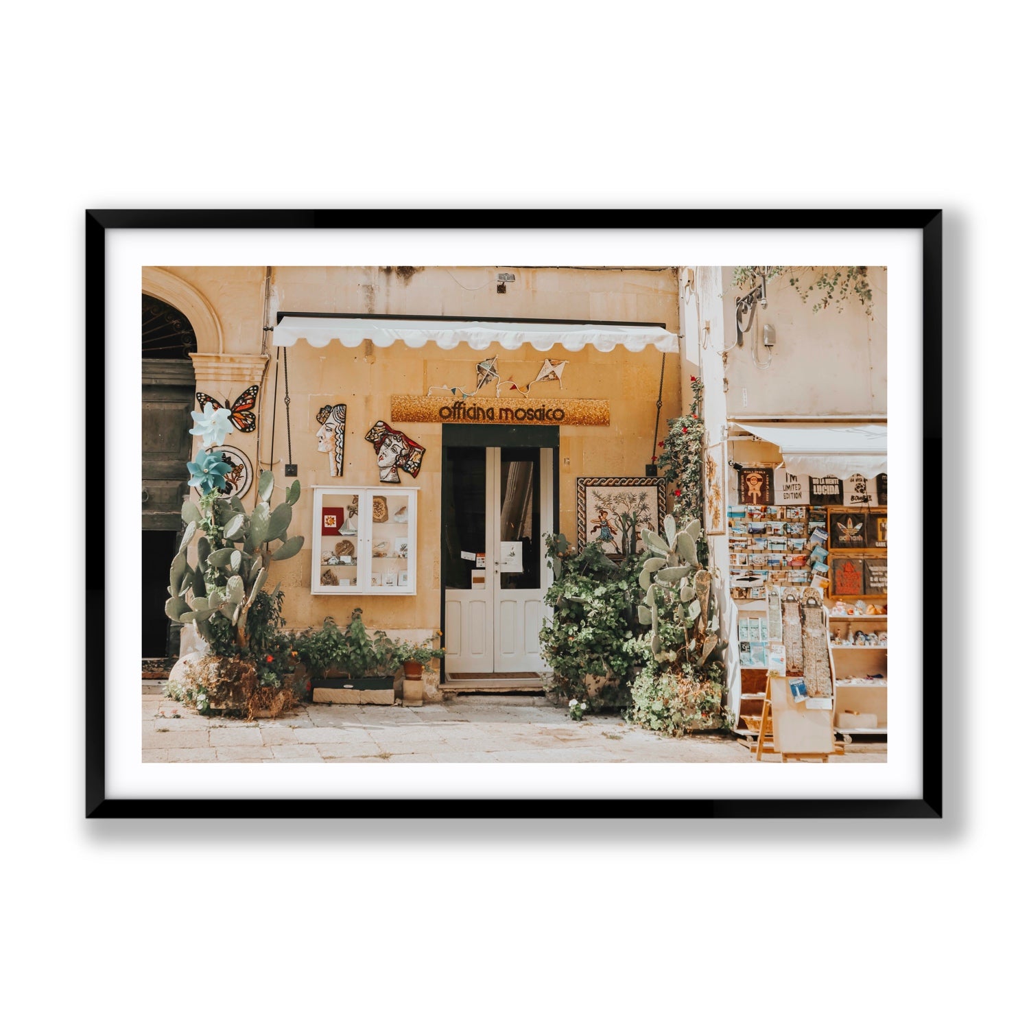 Mosaic Workshop Puglia Italian wall art Gallery fine art print in black frame with matboard