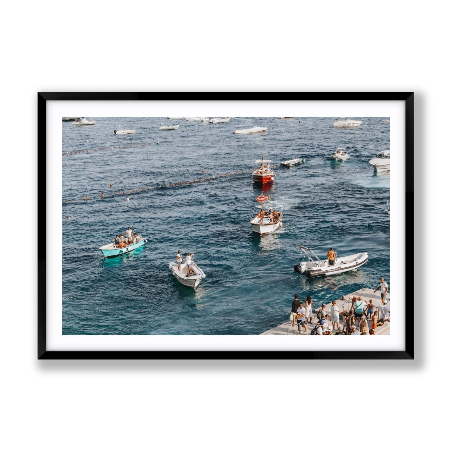 Nautical Parade Positano wall art Gallery fine art print in black frame with matboard
