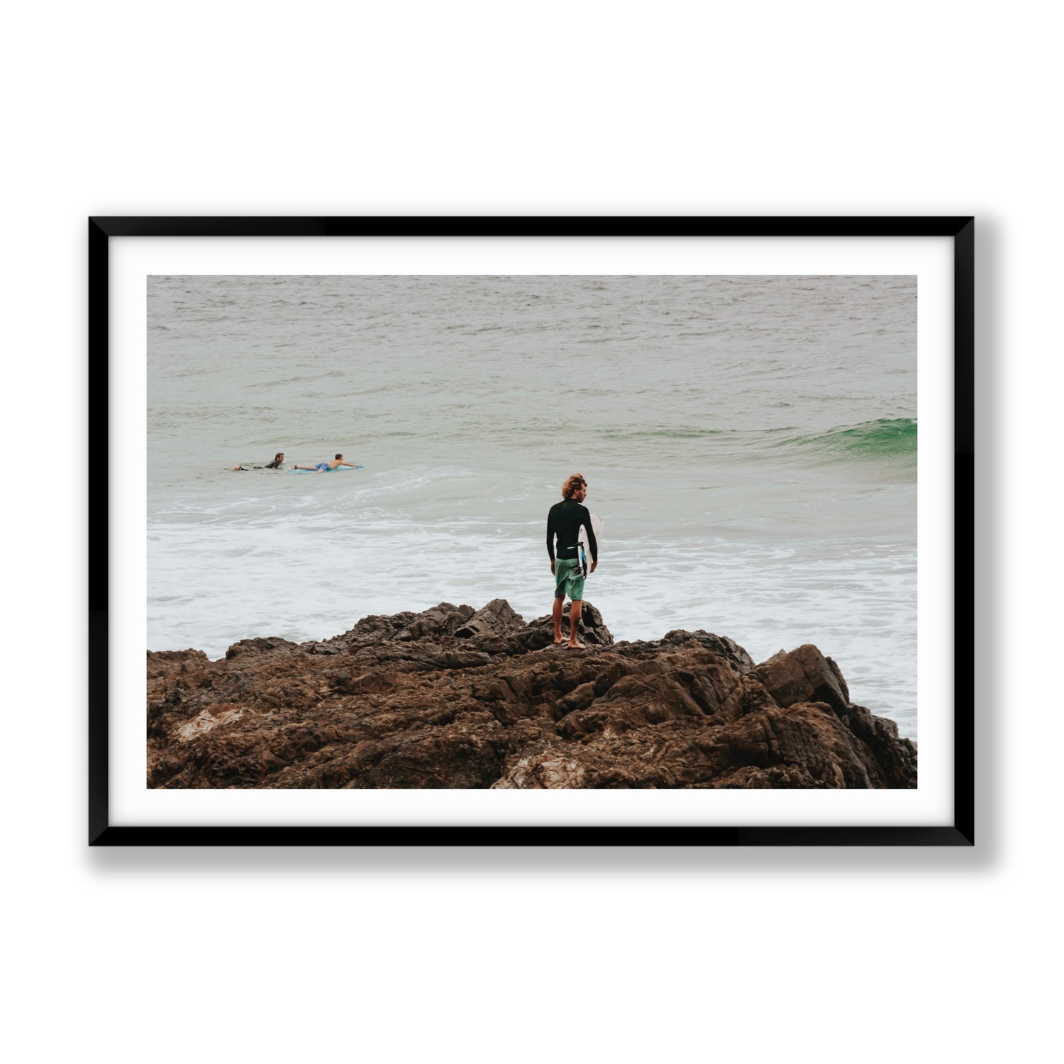 Let The Sea Set You Free Byron Bay Surf wall art Gallery fine art print in black frame with matboard
