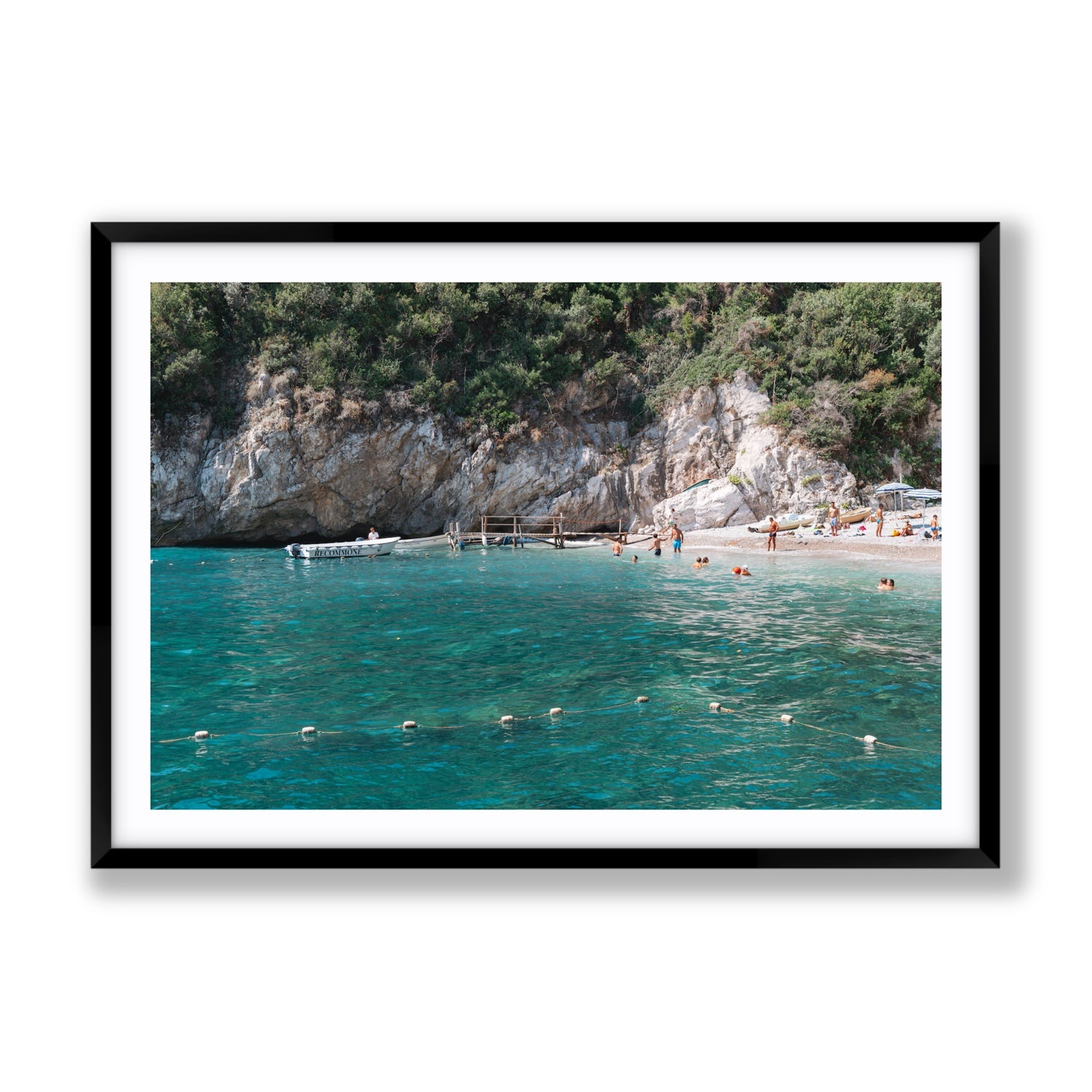 Azure Abyss Nerano wall art Gallery fine art print in black frame with matboard