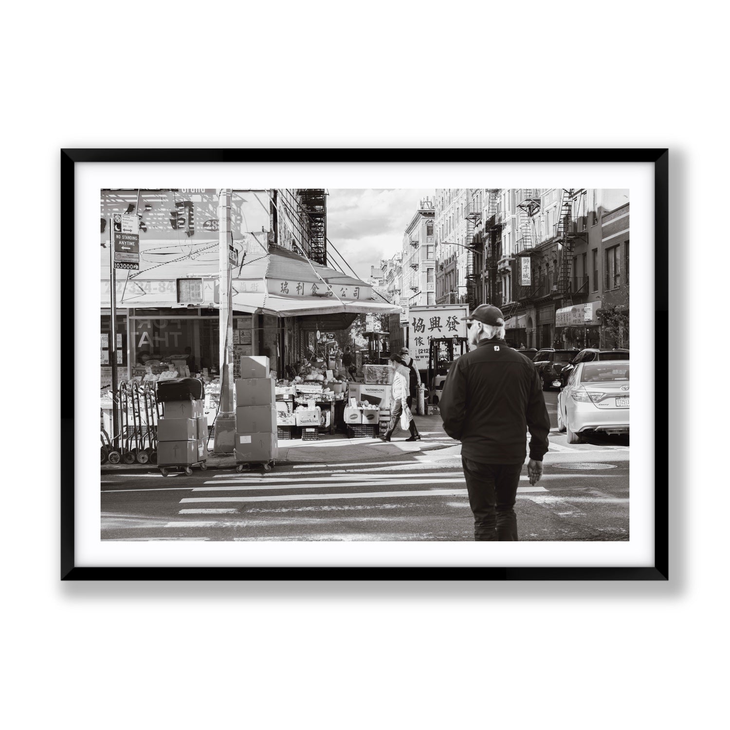 Chinatown New York NYC Street wall art Gallery fine art print in black frame with matboard