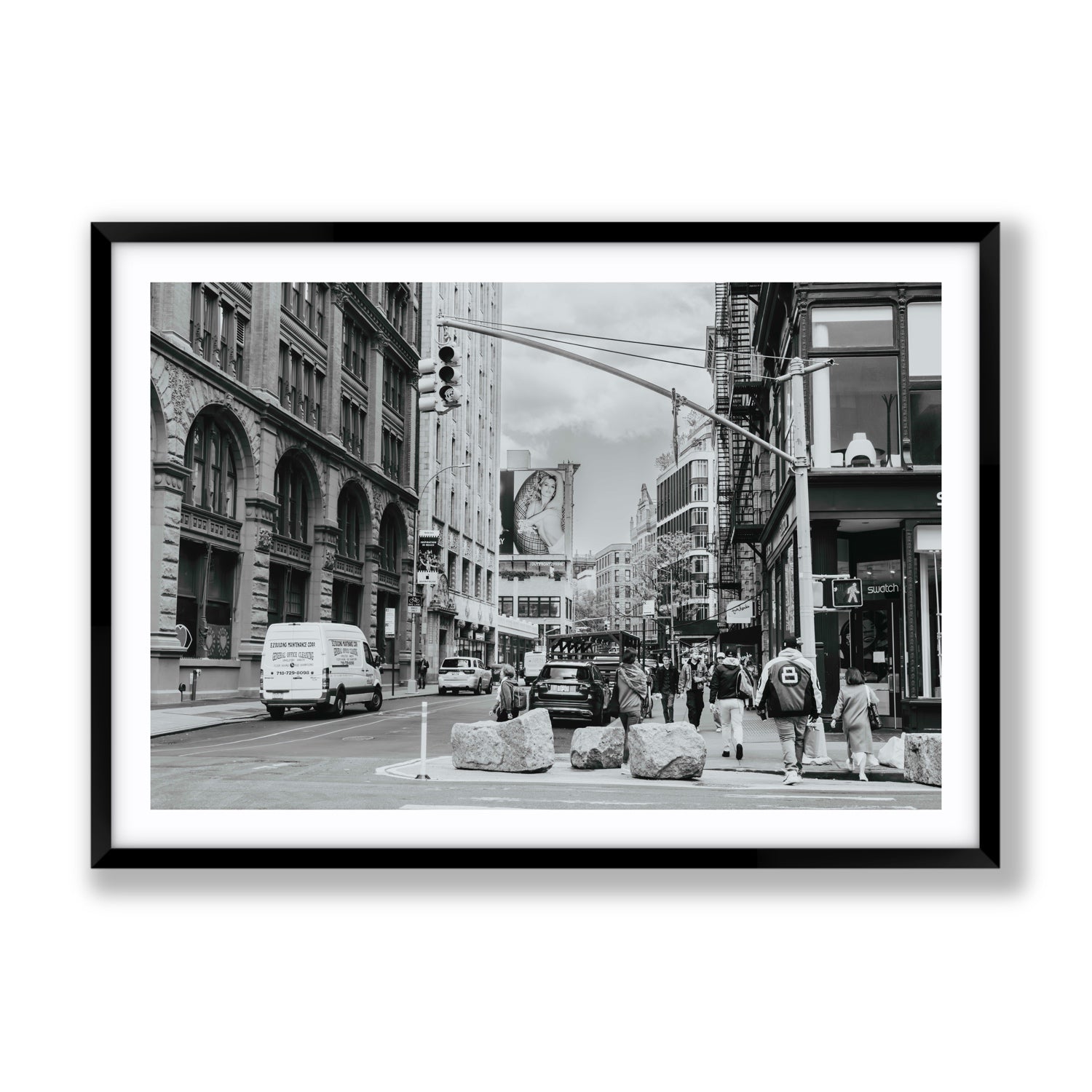 Inkwell Metropolis New York NYC Black & White wall art Gallery fine art print in black frame with matboard