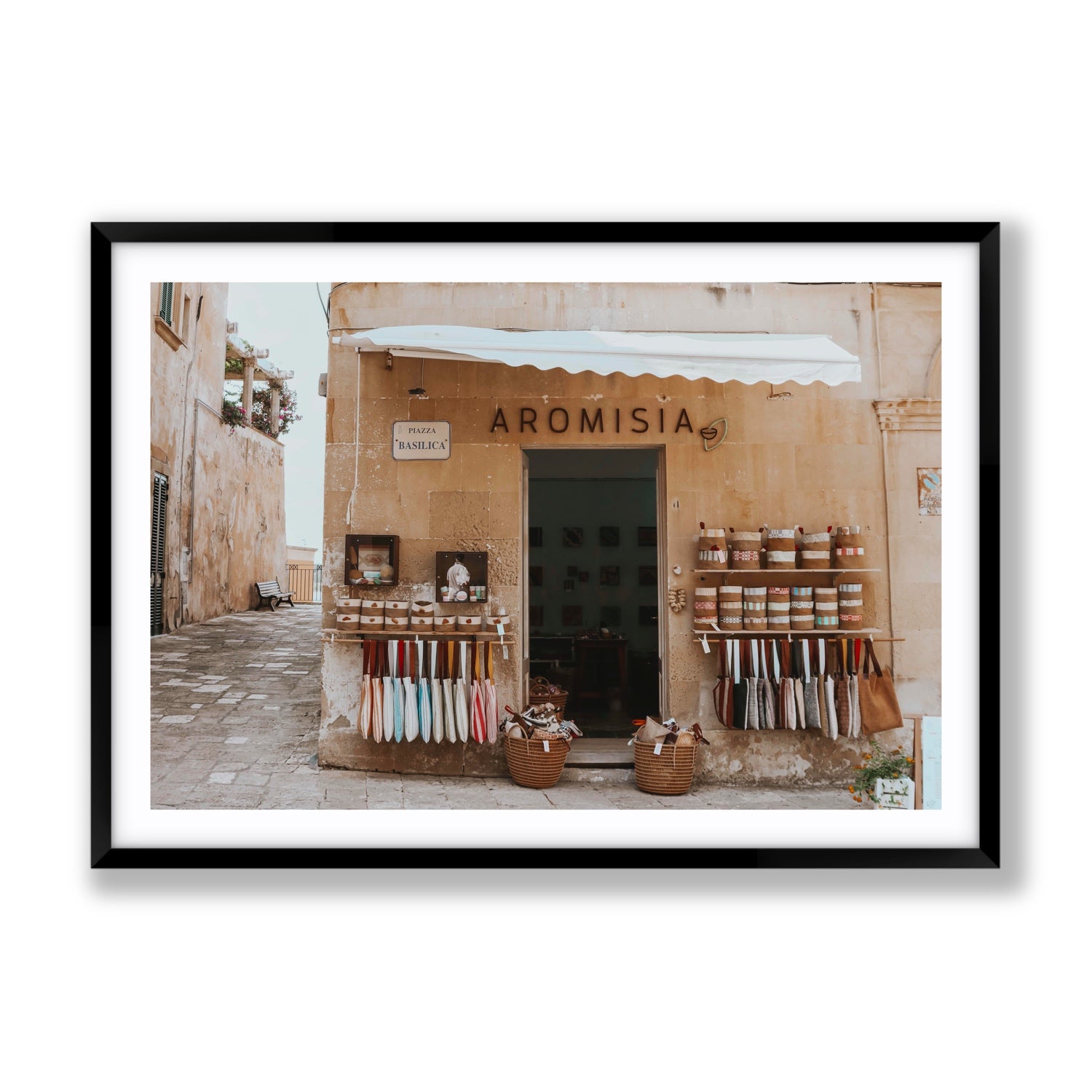 Aromisia Puglia Otranto Italian wall art Gallery fine art print in black frame with matboard