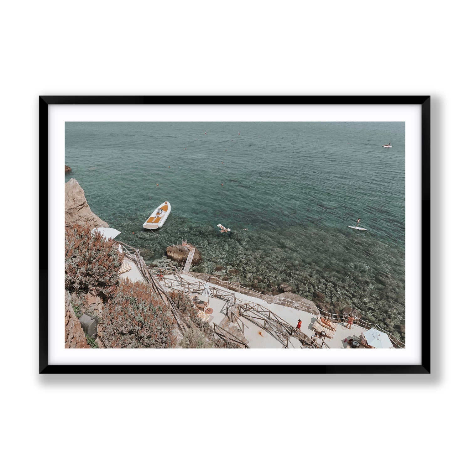 The Lagoon Tuscany coastal Italian wall art Gallery fine art print in black frame with matboard