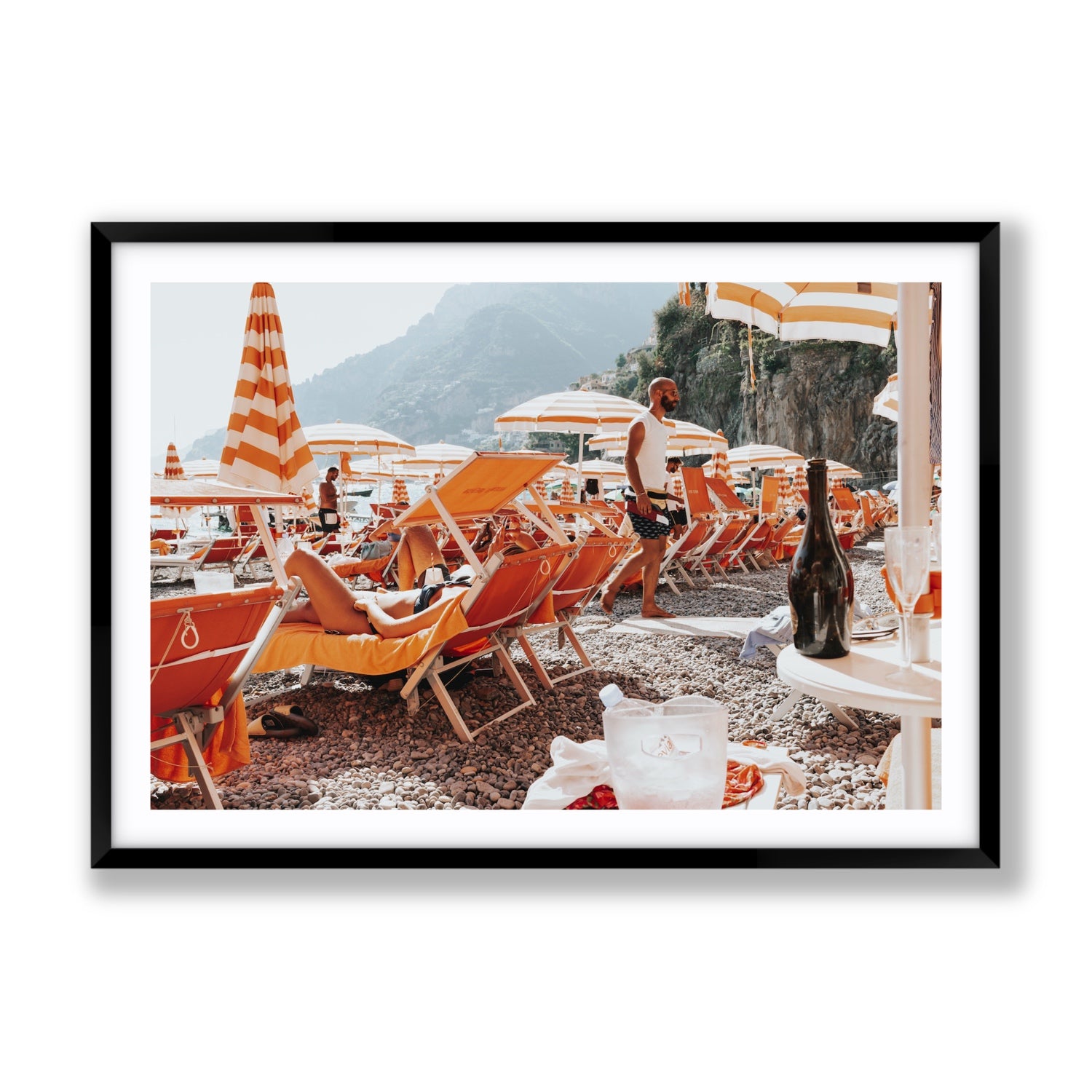 Zesty Shade Positano wall art Gallery fine art print in black frame with matboard