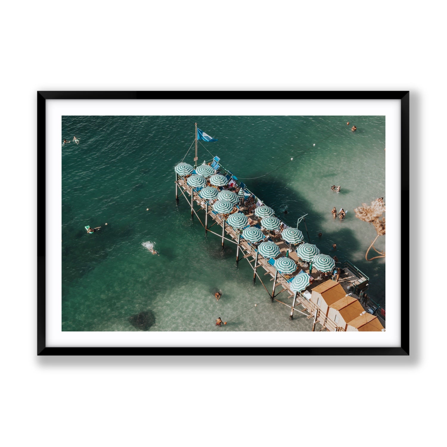Sorrento Shangri La Sorrento coastal Italian wall art Gallery fine art print in black frame with matboard